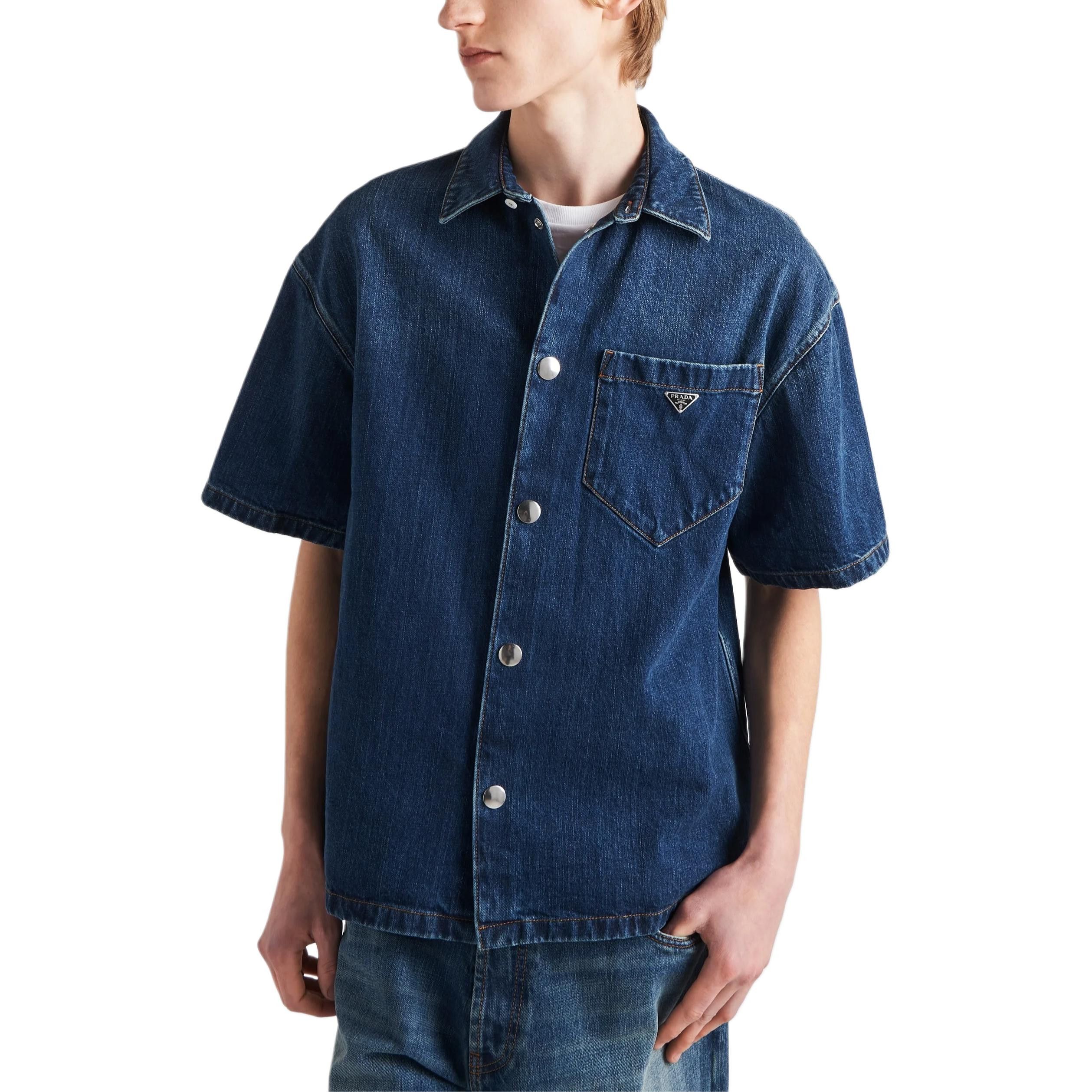 Prada Prada Denim Snap Button Shirt Size XS Size US XS / EU 42 / 0 - 9 Thumbnail