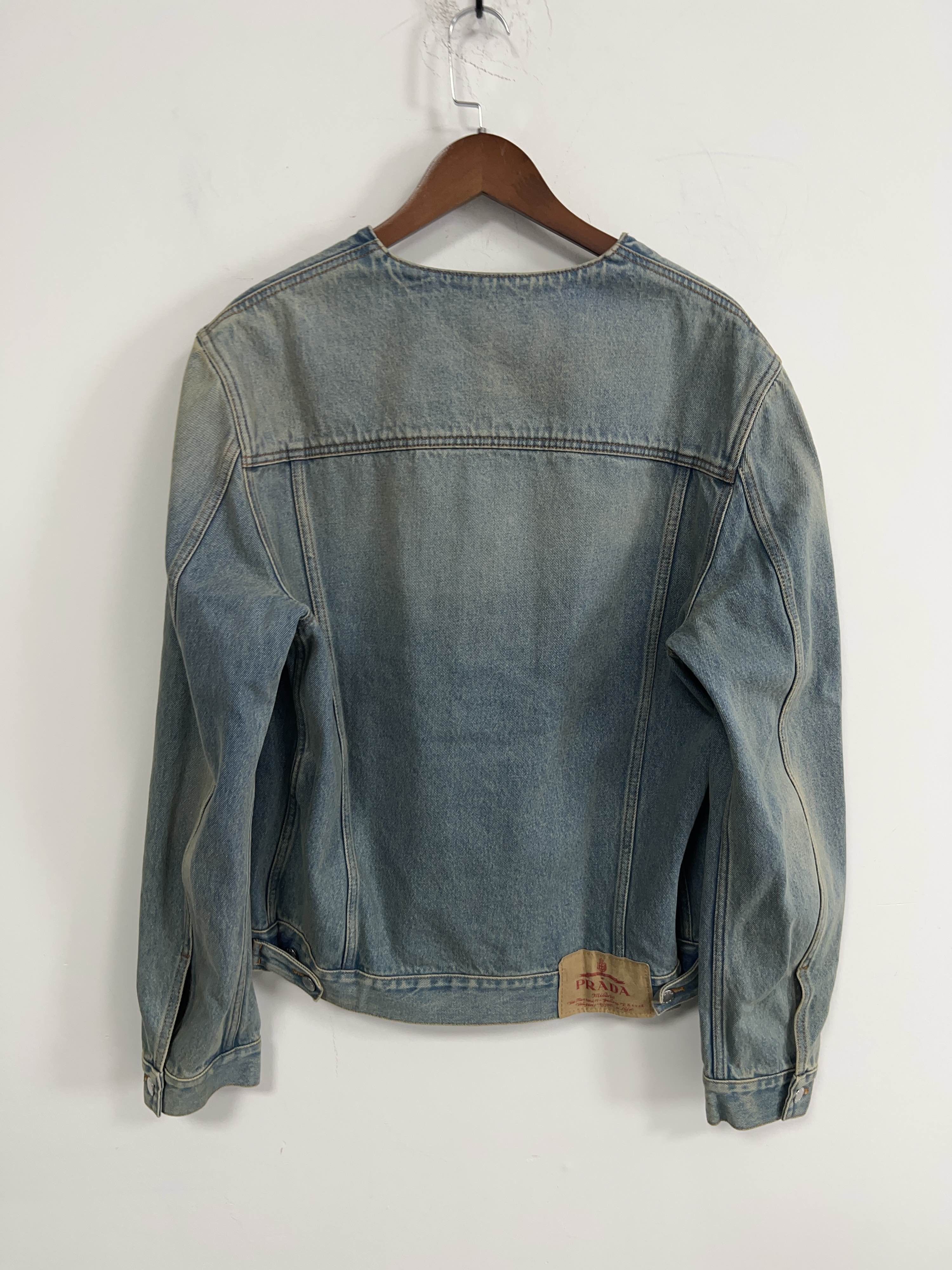 Prada Prada Faded Collarless Denim Jacket XXL Size US XXL / EU 58 / 5 - 2 Thumbnail