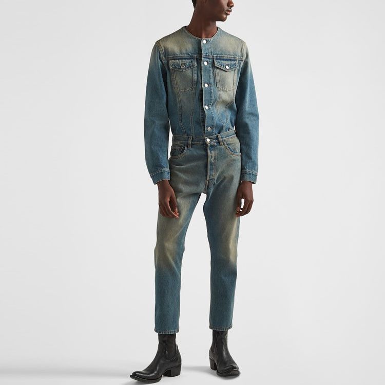 Prada Prada Faded Collarless Denim Jacket XXL Size US XXL / EU 58 / 5 - 5 Thumbnail
