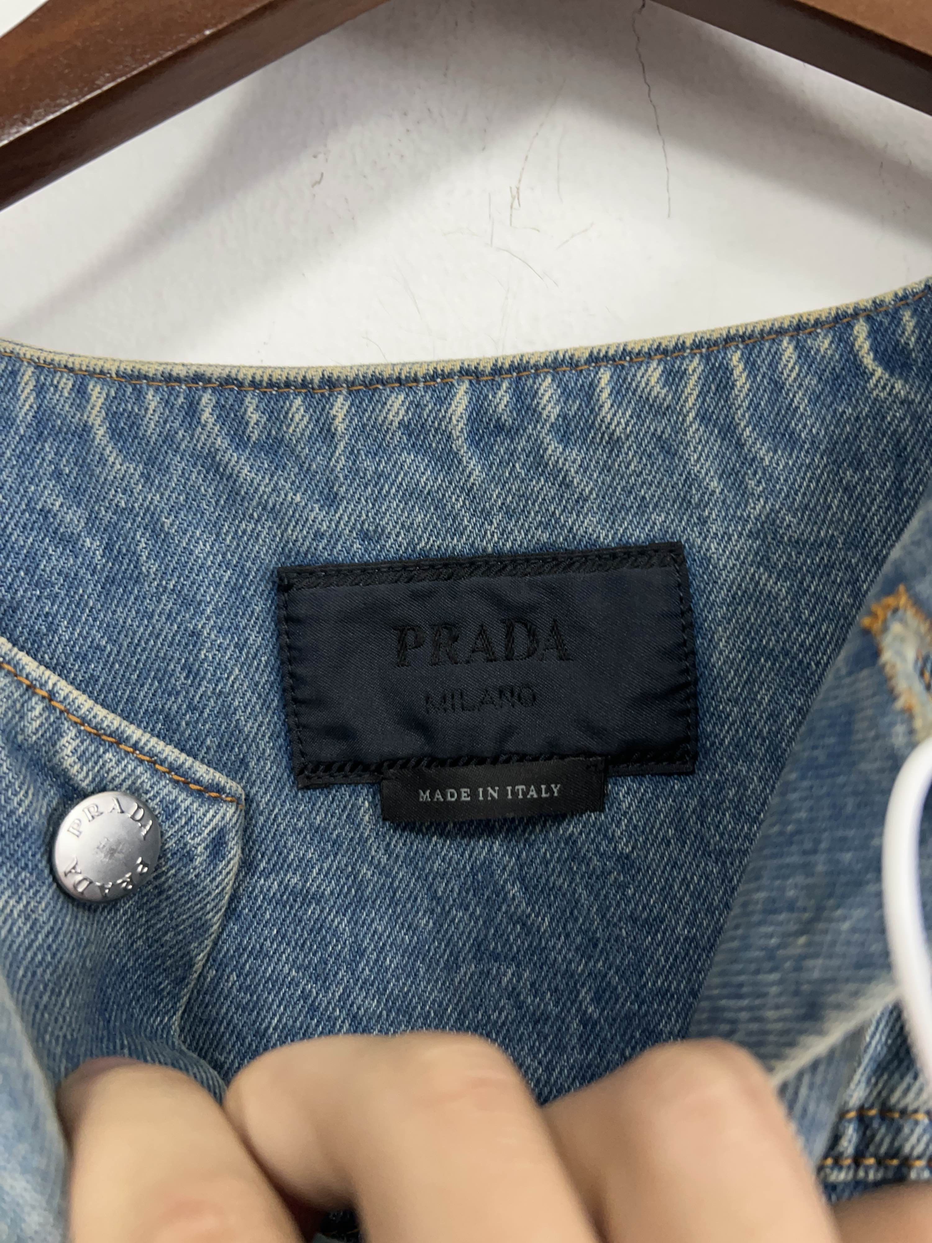 Prada Prada Faded Collarless Denim Jacket XXL Size US XXL / EU 58 / 5 - 3 Thumbnail