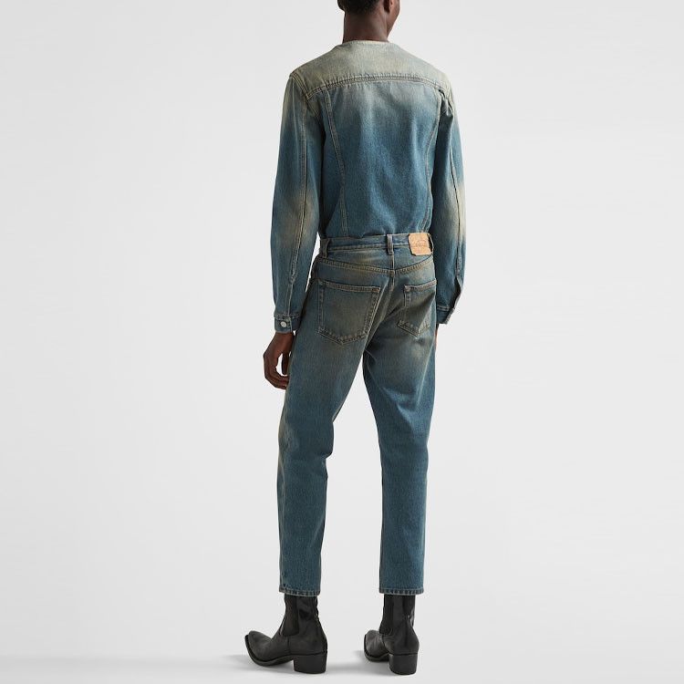 Prada Prada Faded Collarless Denim Jacket XXL Size US XXL / EU 58 / 5 - 6 Thumbnail