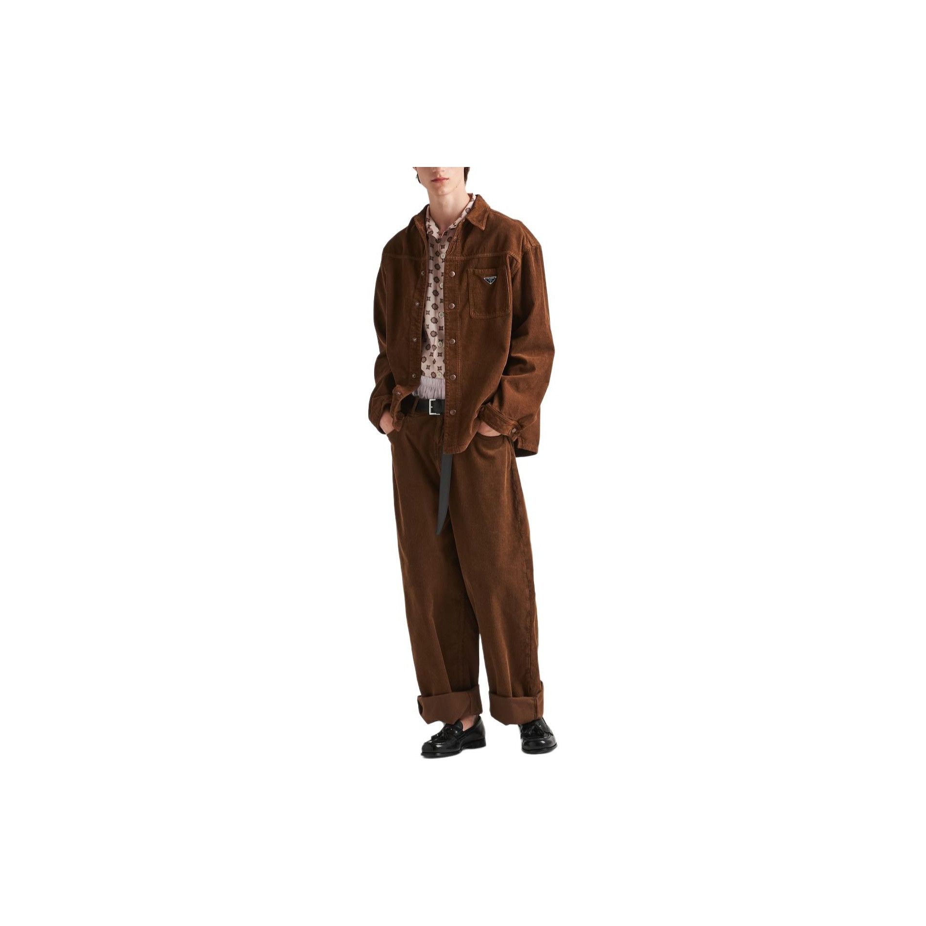 Prada Prada Brown Corduroy Shirt Size XXL Size US XXL / EU 58 / 5 - 6 Thumbnail