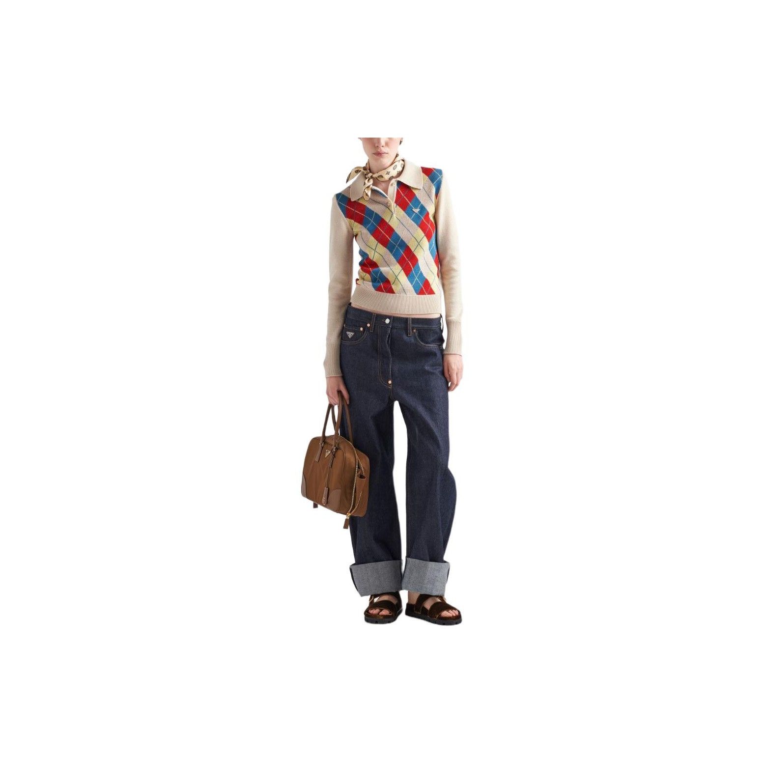 Prada Prada Argyle Knit Polo Sweater Size 38 Size XS / US 0-2 / IT 36-38 - 8 Thumbnail