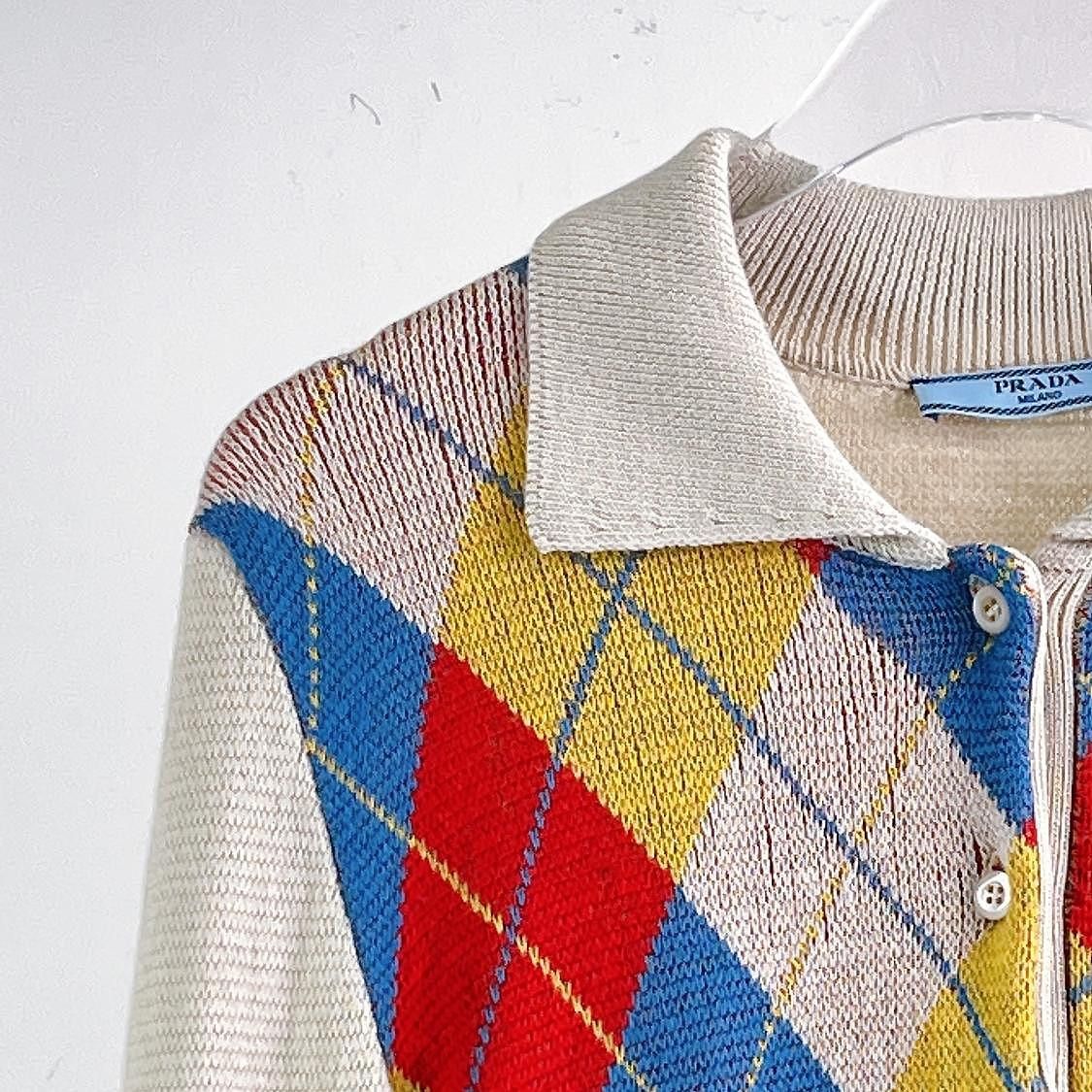 Prada Prada Argyle Knit Polo Sweater Size 38 Size XS / US 0-2 / IT 36-38 - 5 Thumbnail