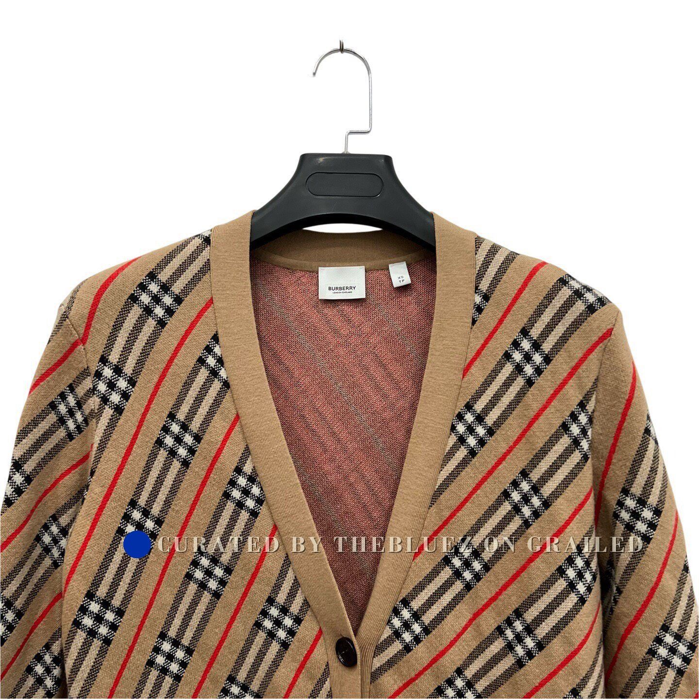 Burberry Burberry Khaki Check Knit Cardigan Size XS / US 0-2 / IT 36-38 - 2 Thumbnail