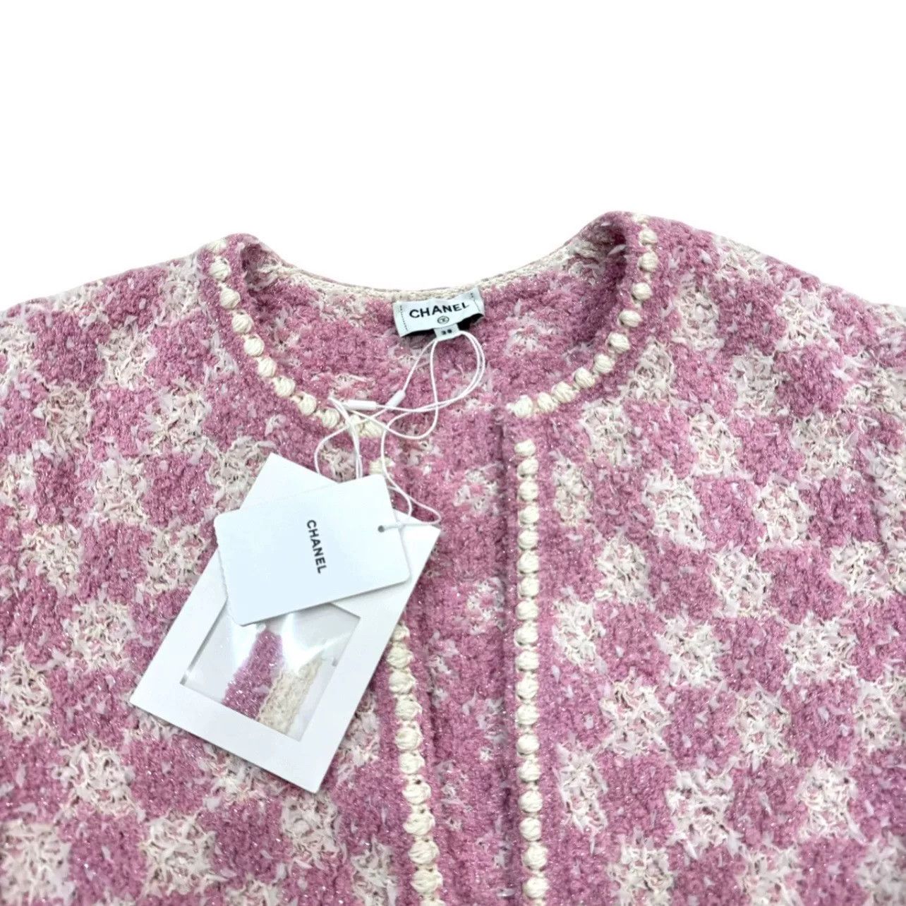 Chanel Chanel Pink White Tweed Coat Size S / US 4 / IT 40 - 4 Thumbnail