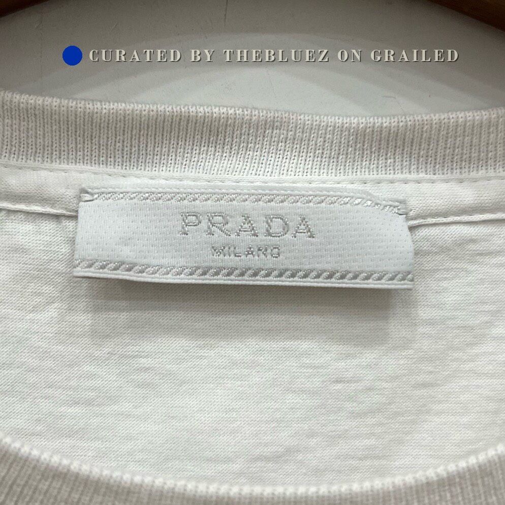 Prada Prada White Embroidered Short-Sleeve T-Shirt Size US XL / EU 56 / 4 - 4 Thumbnail