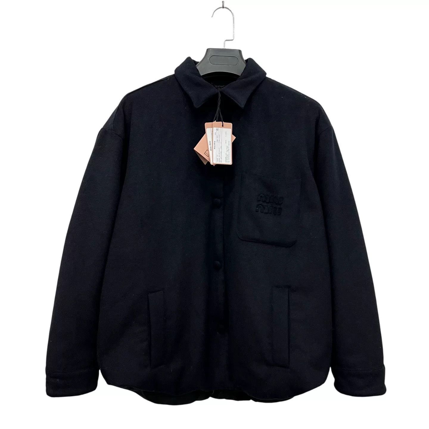 Miu Miu Miumiu Black Logo Print Padded Coat Size XS / US 0-2 / IT 36-38 - 2 Thumbnail