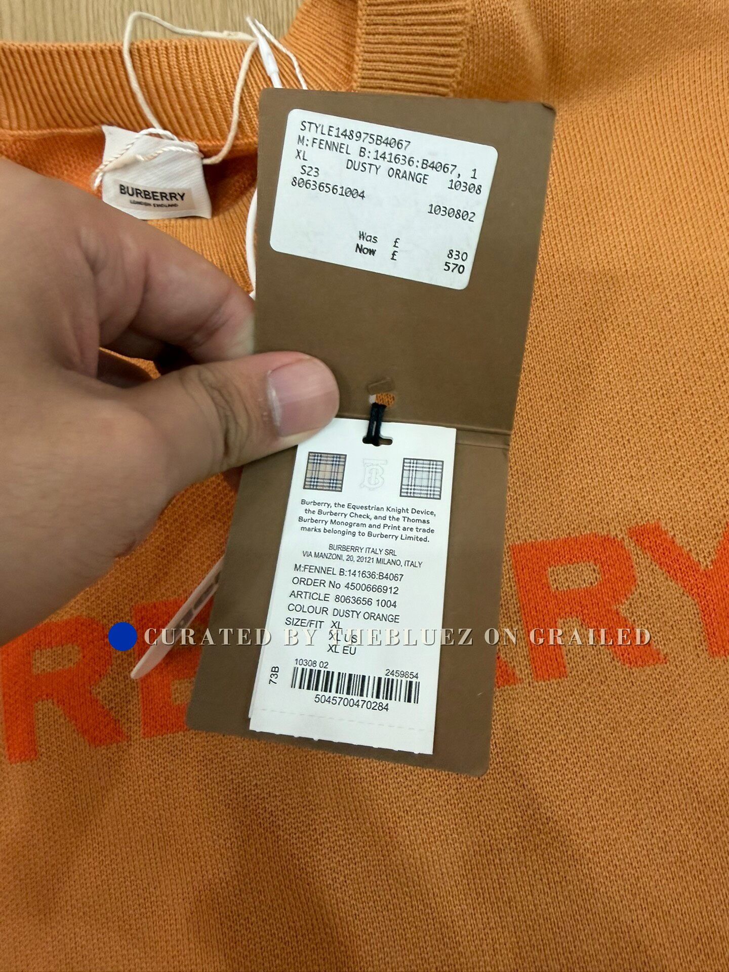 Burberry Burberry Orange Wool Sweater XL Size US XL / EU 56 / 4 - 5 Thumbnail