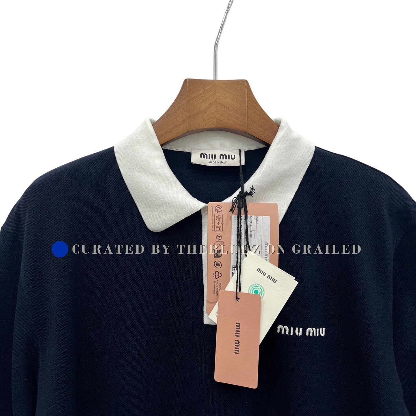 Miu Miu Miumiu Navy Knit Short-Sleeve Top M Size M / US 6-8 / IT 42-44 - 2 Thumbnail