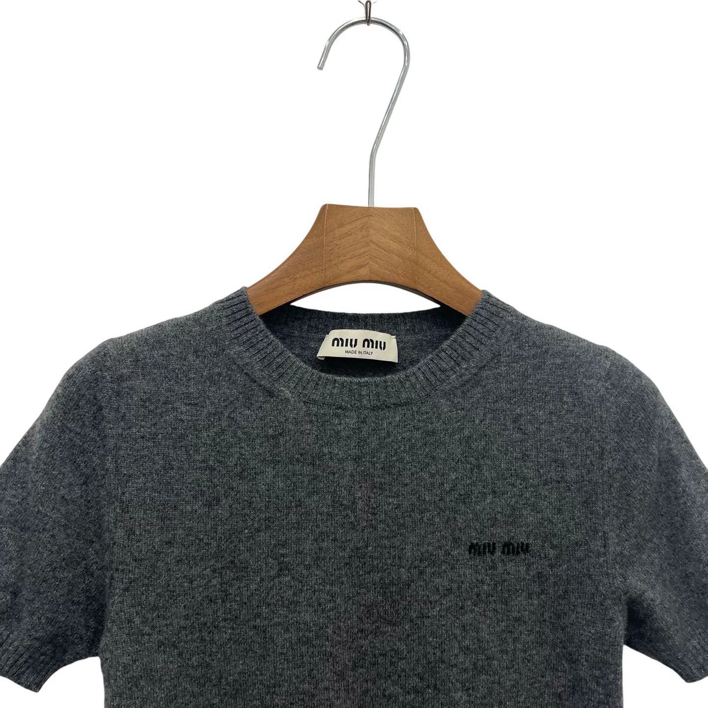 Miu Miu Miumiu Gray Cashmere Short Sleeve Knit Size S / US 4 / IT 40 - 2 Thumbnail