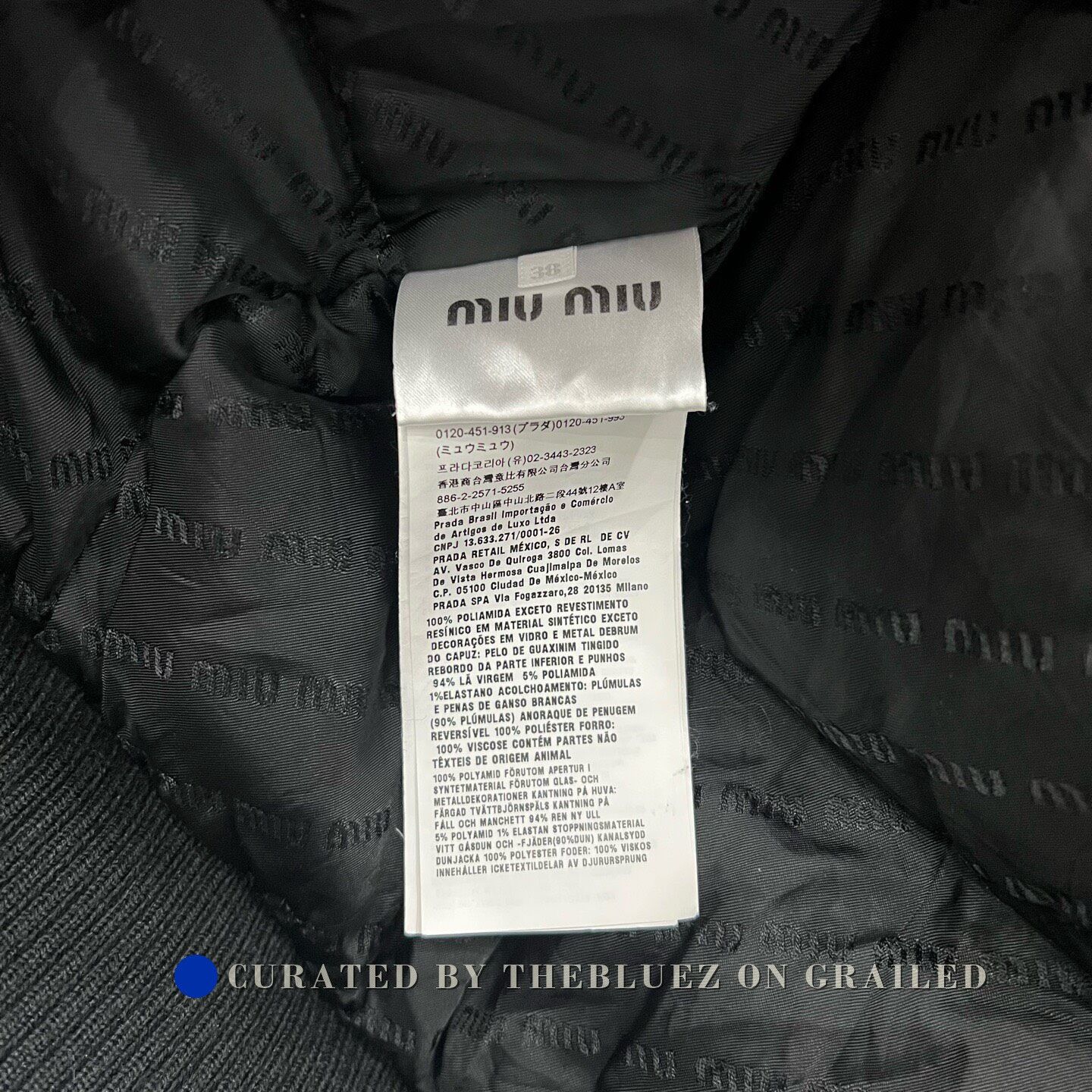Miu Miu Miumiu Black Rhinestone Logo Hooded Down Jacket Size S / US 4 / IT 40 - 5 Thumbnail
