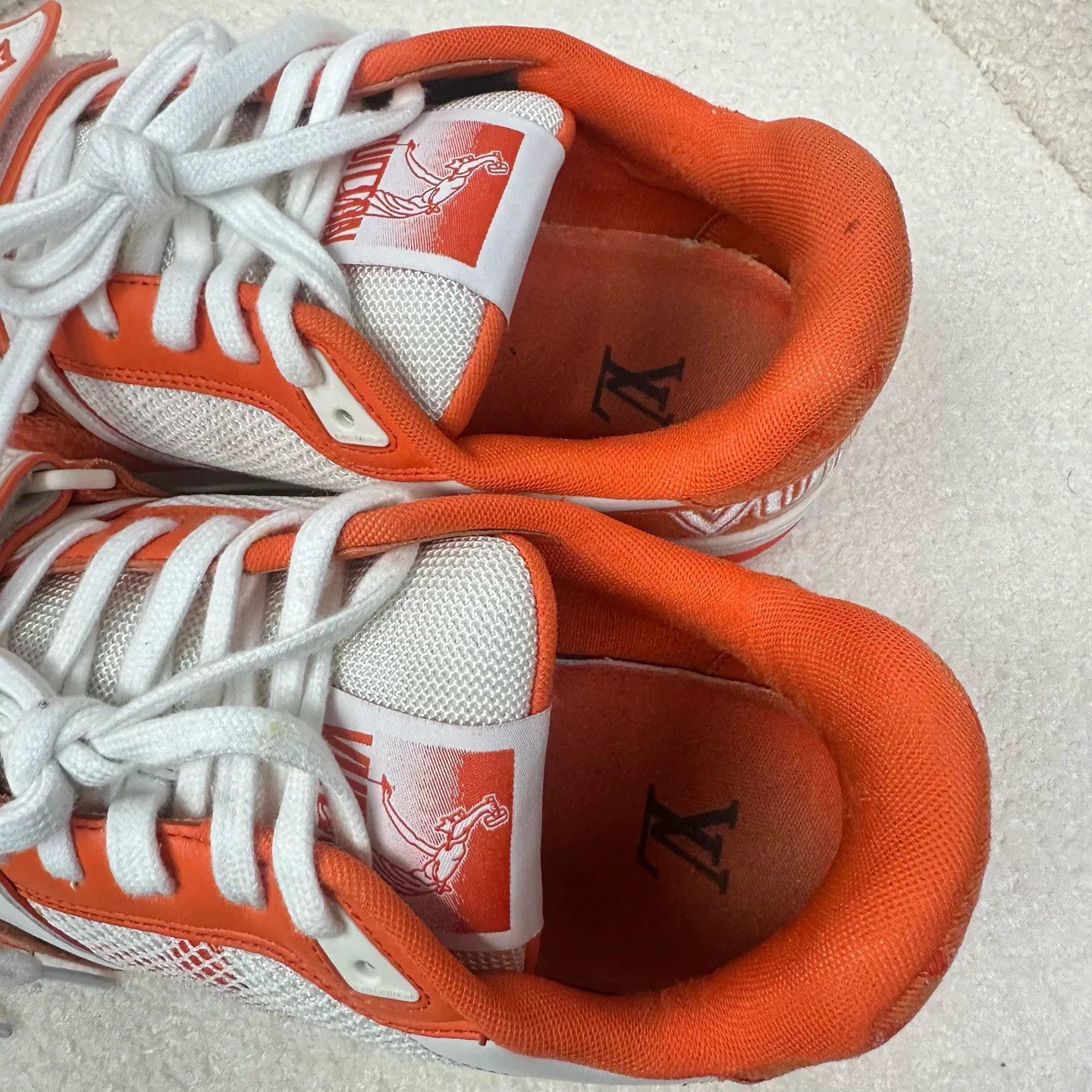 Louis Vuitton LV Trainer White Orange Velcro Monogram Sneakers Size US 8 / EU 41 - 8 Thumbnail