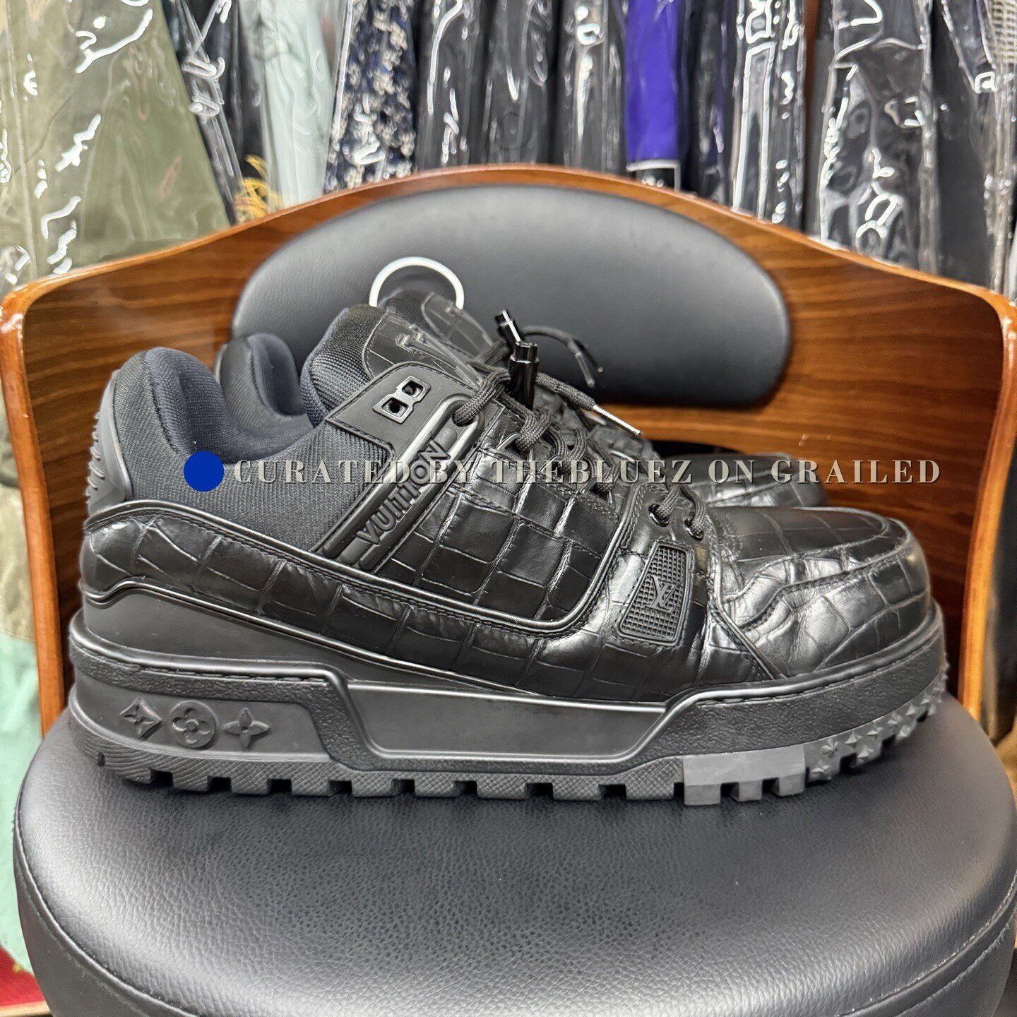 Louis Vuitton LV Trainer Black Alligator Leather Size US 10 / EU 43 - 4 Thumbnail