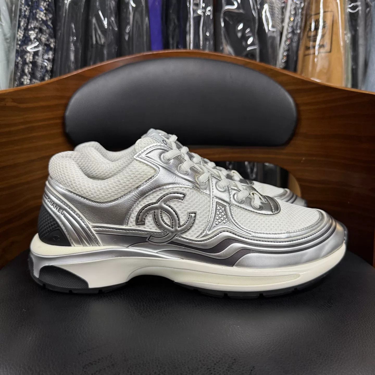 Chanel Chanel Silver Sneakers Size US 9 / EU 42 - 4 Thumbnail
