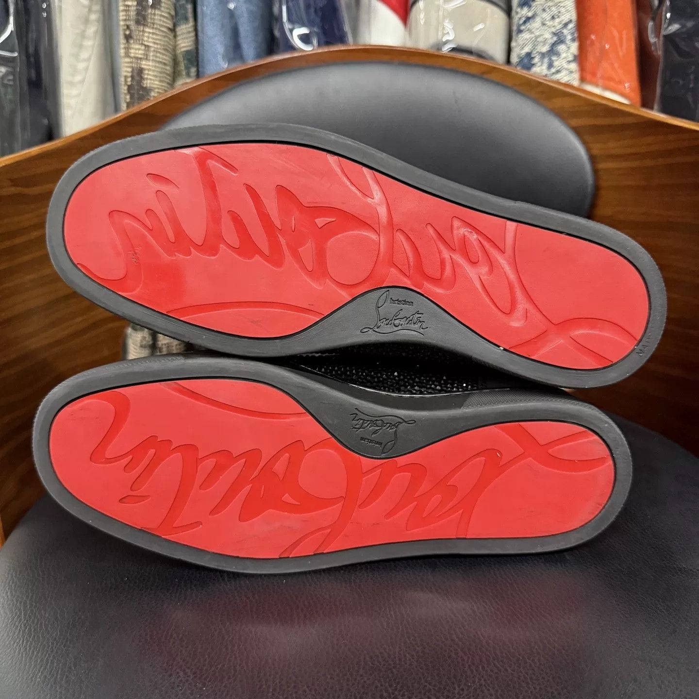 Christian Louboutin Christian Louboutin Black Diamond Red Sole Sneakers Size US 7 / IT 37 - 9 Thumbnail