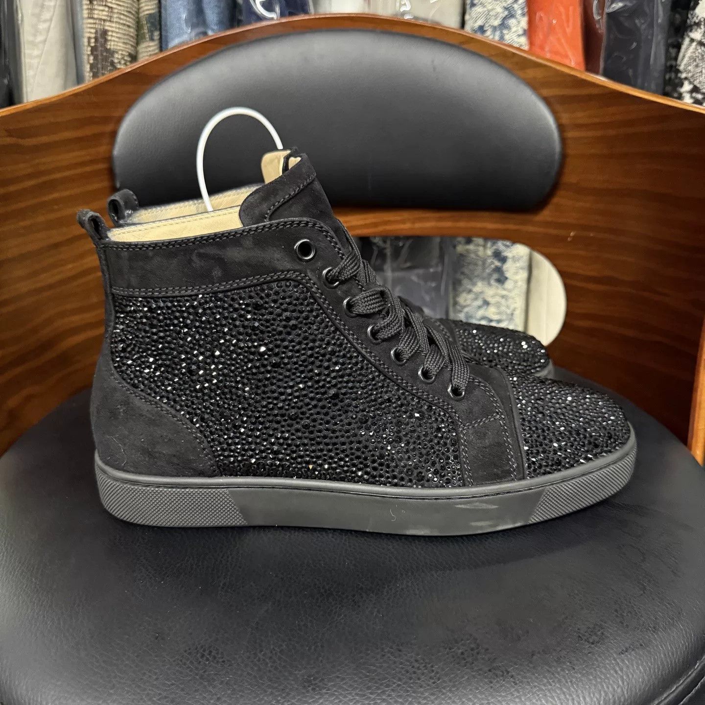 Christian Louboutin Christian Louboutin Black Diamond Red Sole Sneakers Size US 7 / IT 37 - 4 Thumbnail