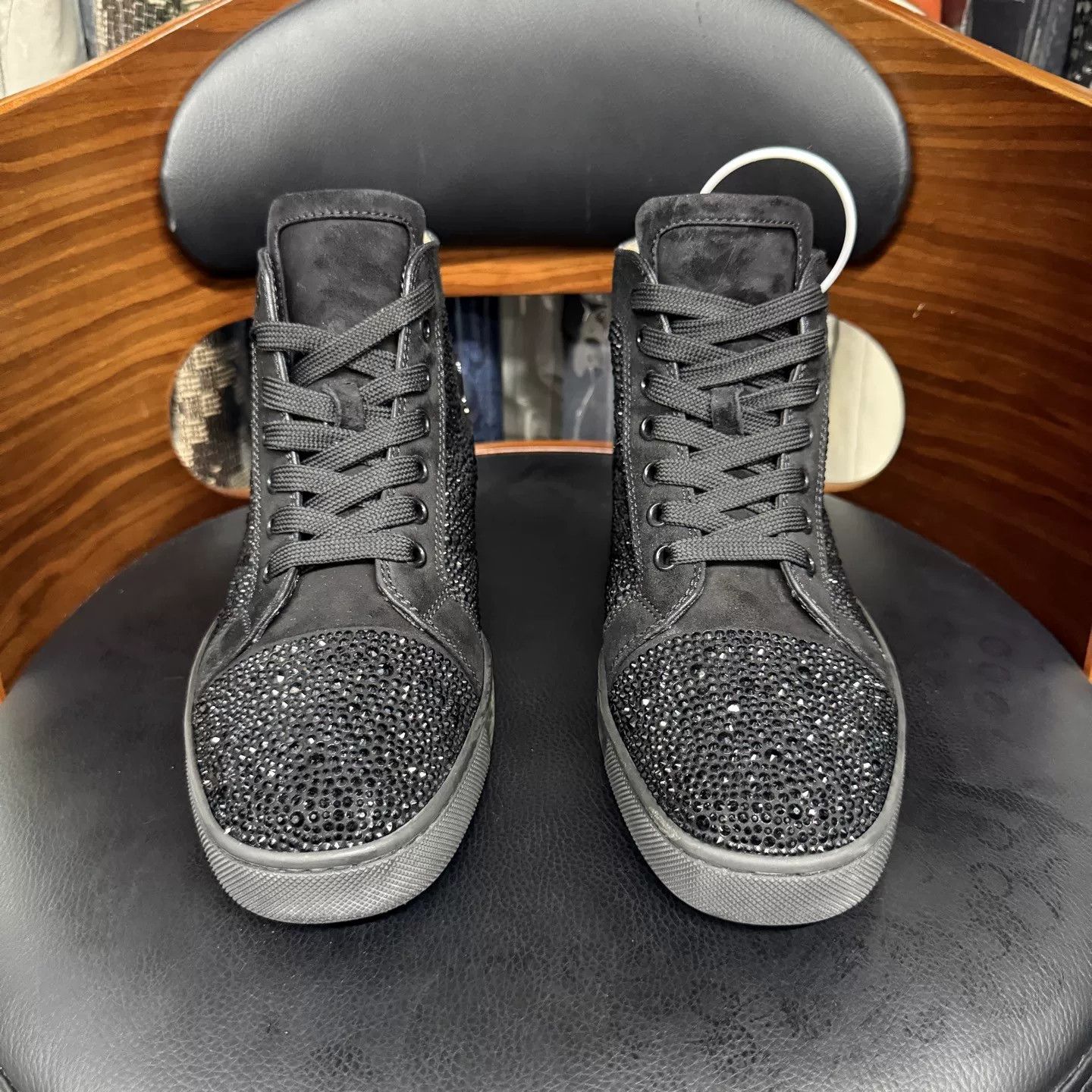 Christian Louboutin Christian Louboutin Black Diamond Red Sole Sneakers Size US 7 / IT 37 - 2 Thumbnail