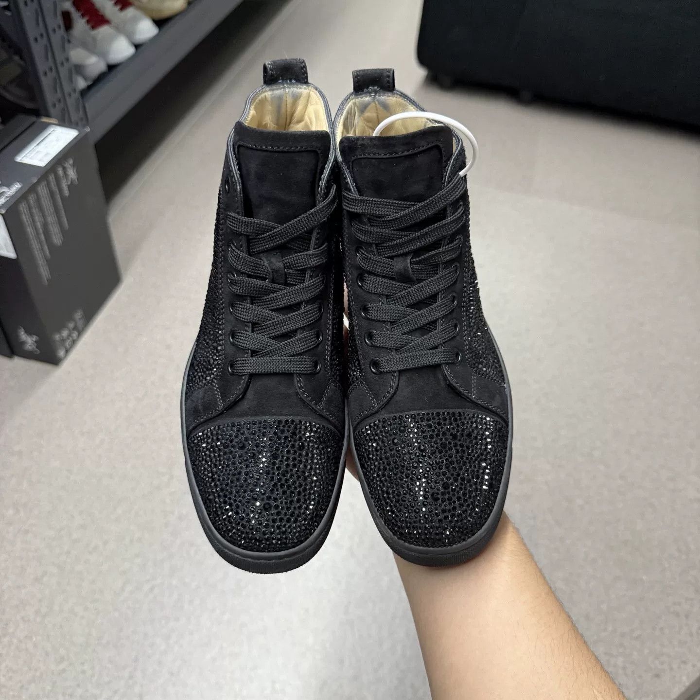 Christian Louboutin Christian Louboutin Black Diamond Red Sole Sneakers Size US 7 / IT 37 - 5 Thumbnail