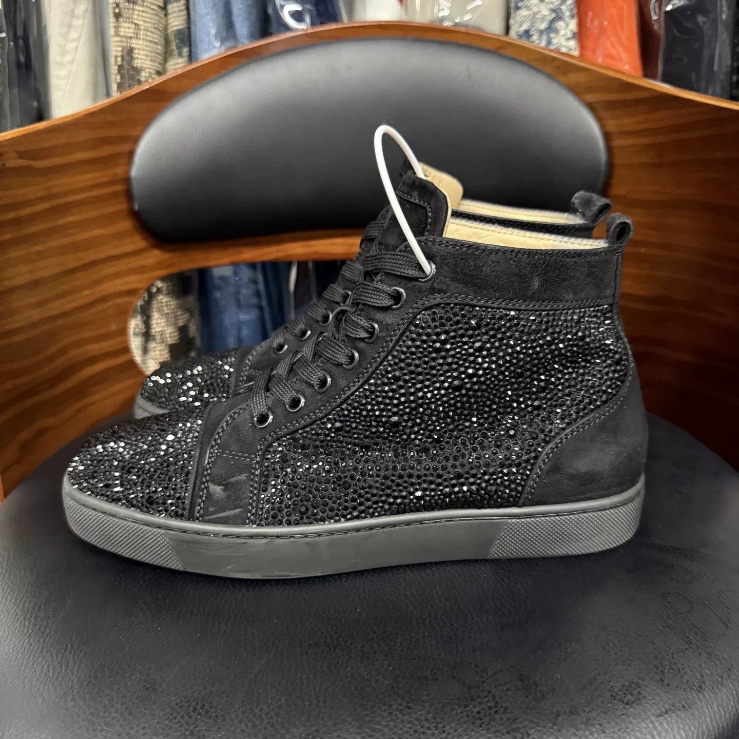 Christian Louboutin Christian Louboutin Black Diamond Red Sole Sneakers Size US 7 / IT 37 - 6 Thumbnail