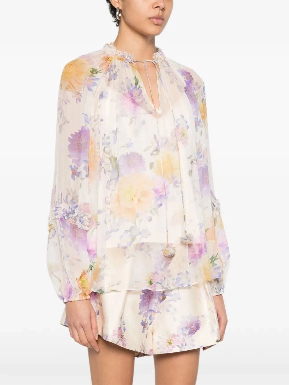 Zimmermann `Luna` Ruffle Billow Blouse Size L / US 10 / IT 46 - 4 Thumbnail