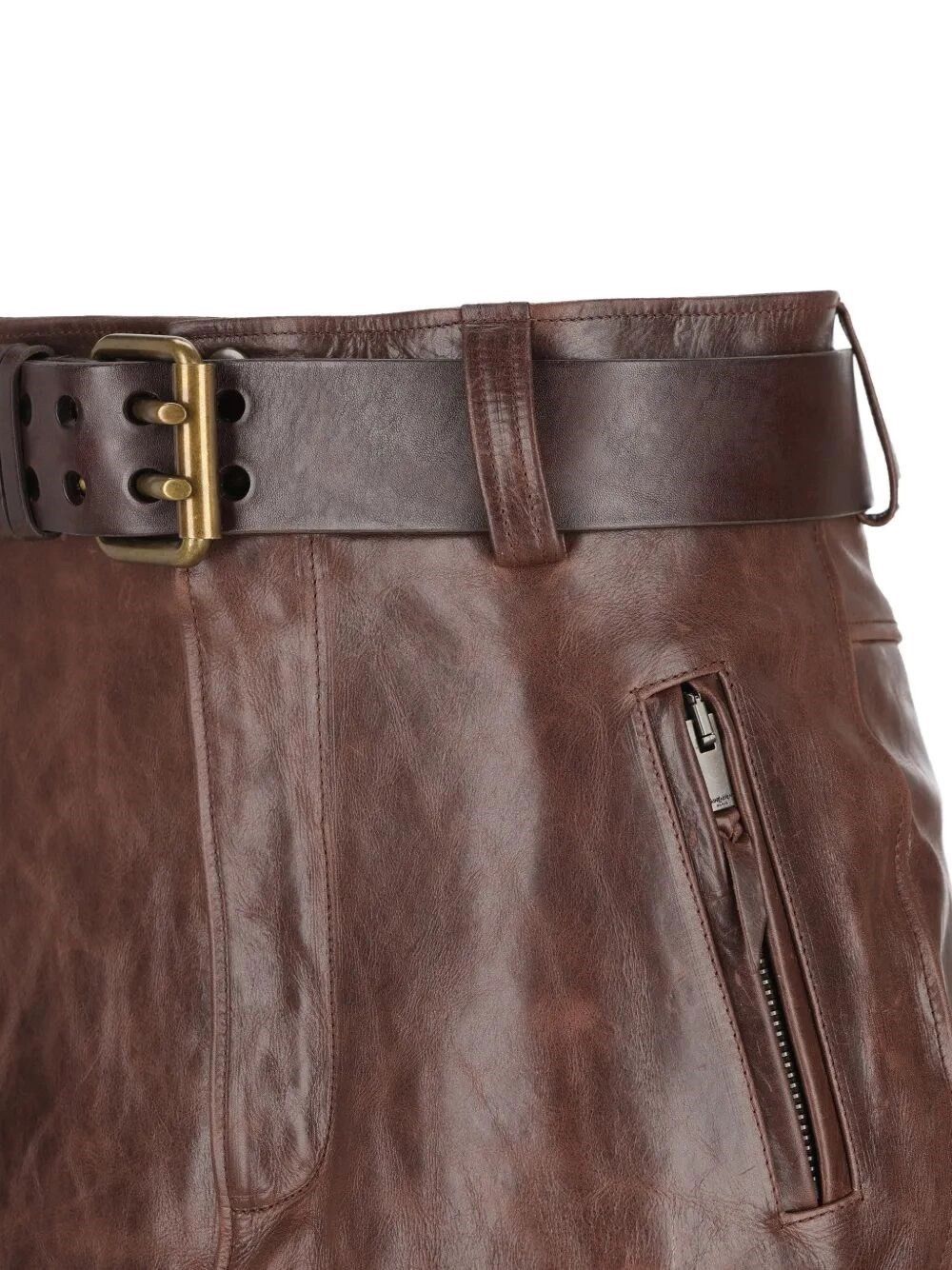 Saint Laurent Paris Leather Skirt Size 28" / US 6 / IT 42 - 4 Thumbnail