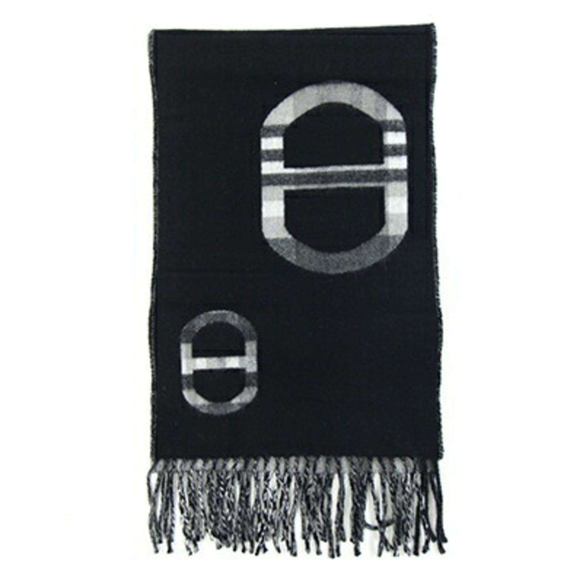 Hermes Hermes Scarf, Tartan, Maillon H394068, Black/Gray, 100% Cashmere, Check Pattern, Chaine d'Ancre, Stole/Shawl, Women's/Men's, HERMES Size ONE SIZE - 2 Thumbnail