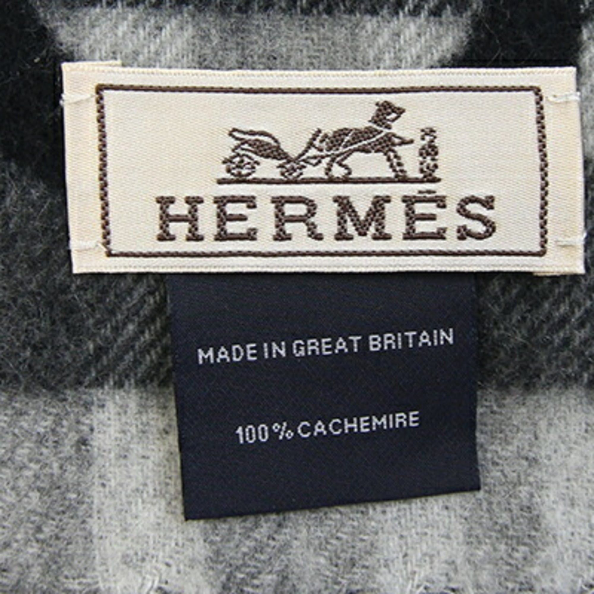 Hermes Hermes Scarf, Tartan, Maillon H394068, Black/Gray, 100% Cashmere, Check Pattern, Chaine d'Ancre, Stole/Shawl, Women's/Men's, HERMES Size ONE SIZE - 5 Thumbnail