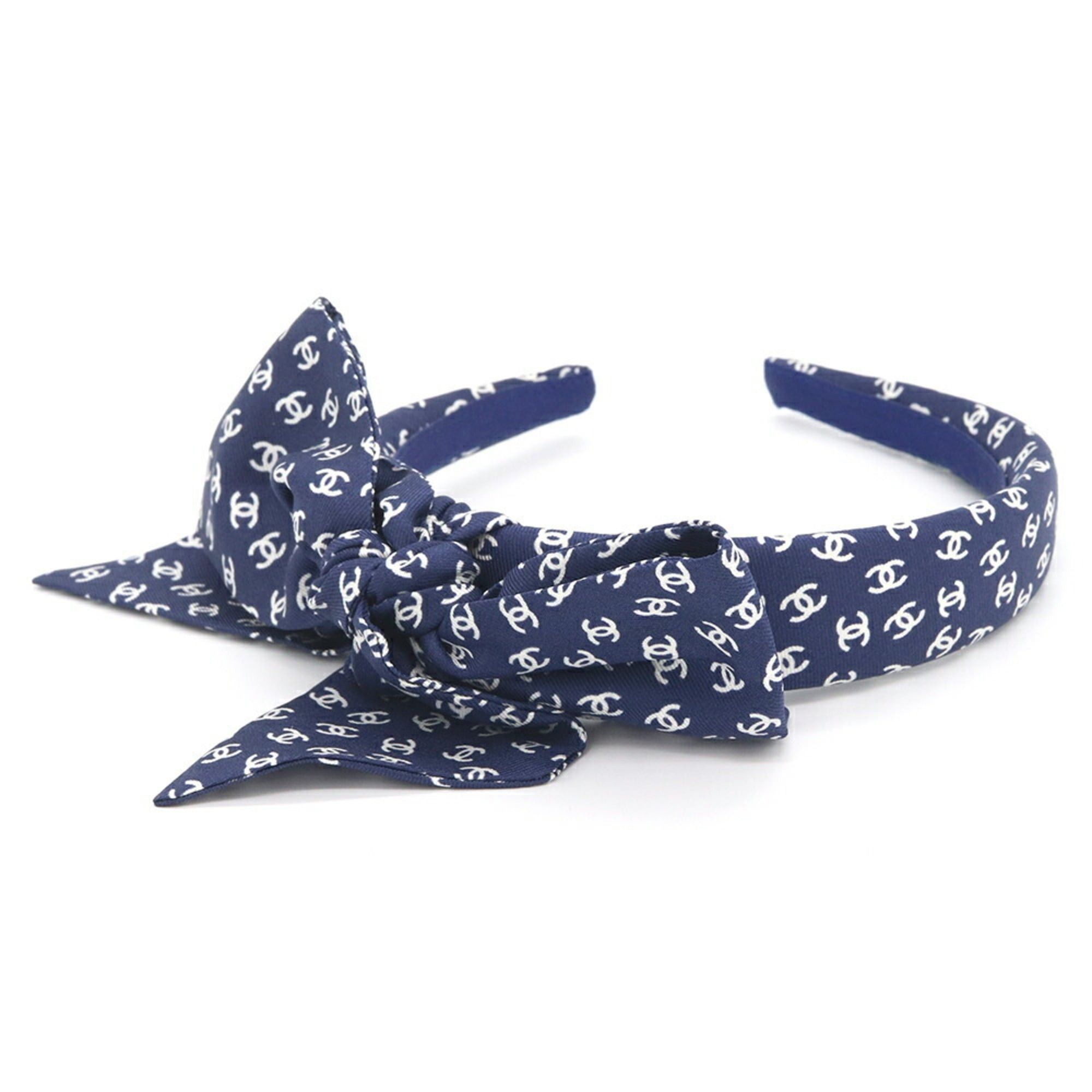 Chanel Chanel Headband AA9409 Navy Silk Hair Coco Mark Ribbon Clip for Women CHANEL Size ONE SIZE - 2 Thumbnail