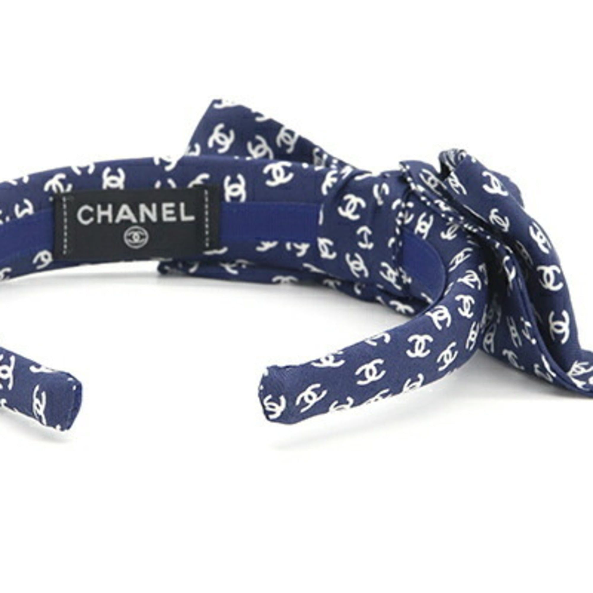 Chanel Chanel Headband AA9409 Navy Silk Hair Coco Mark Ribbon Clip for Women CHANEL Size ONE SIZE - 3 Thumbnail