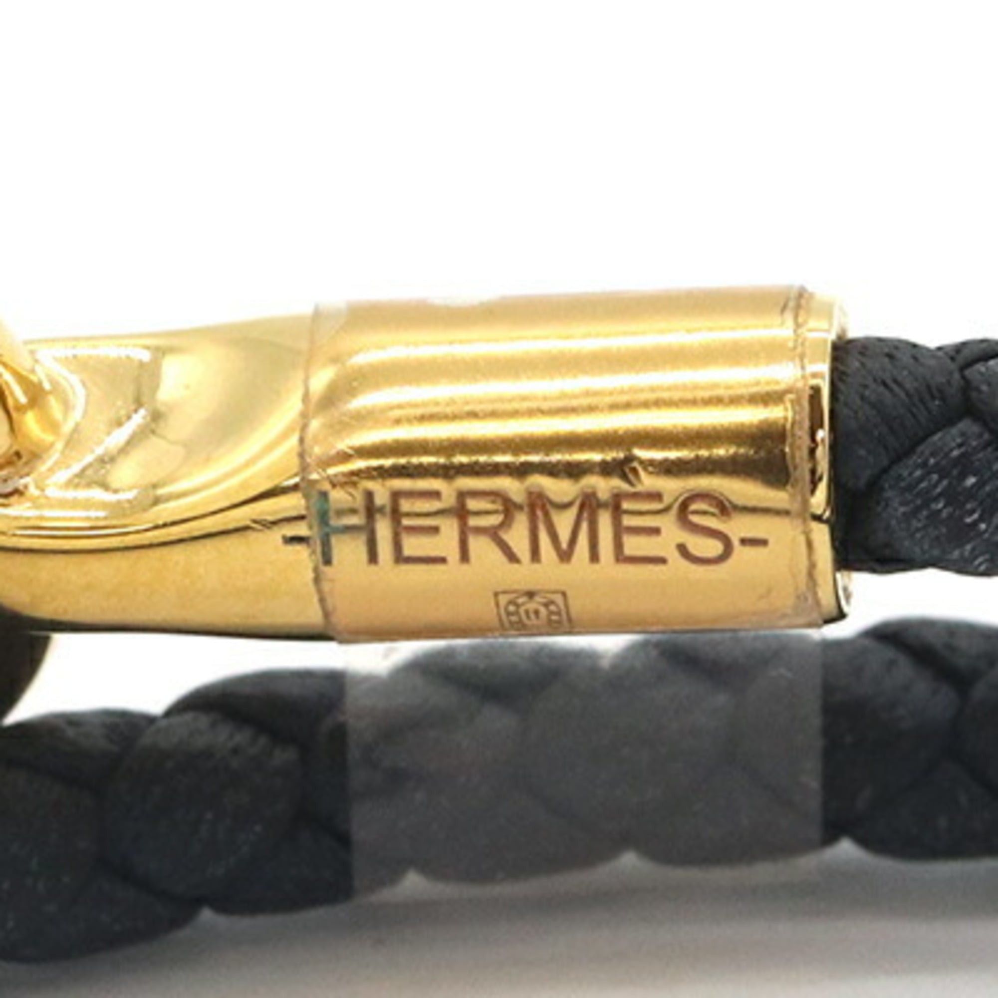 Hermes Hermes Glenan Double Tour Bracelet H071689 Black Gold Veau Swift Metal Bangle Layer Women's HERMES Size ONE SIZE - 4 Thumbnail
