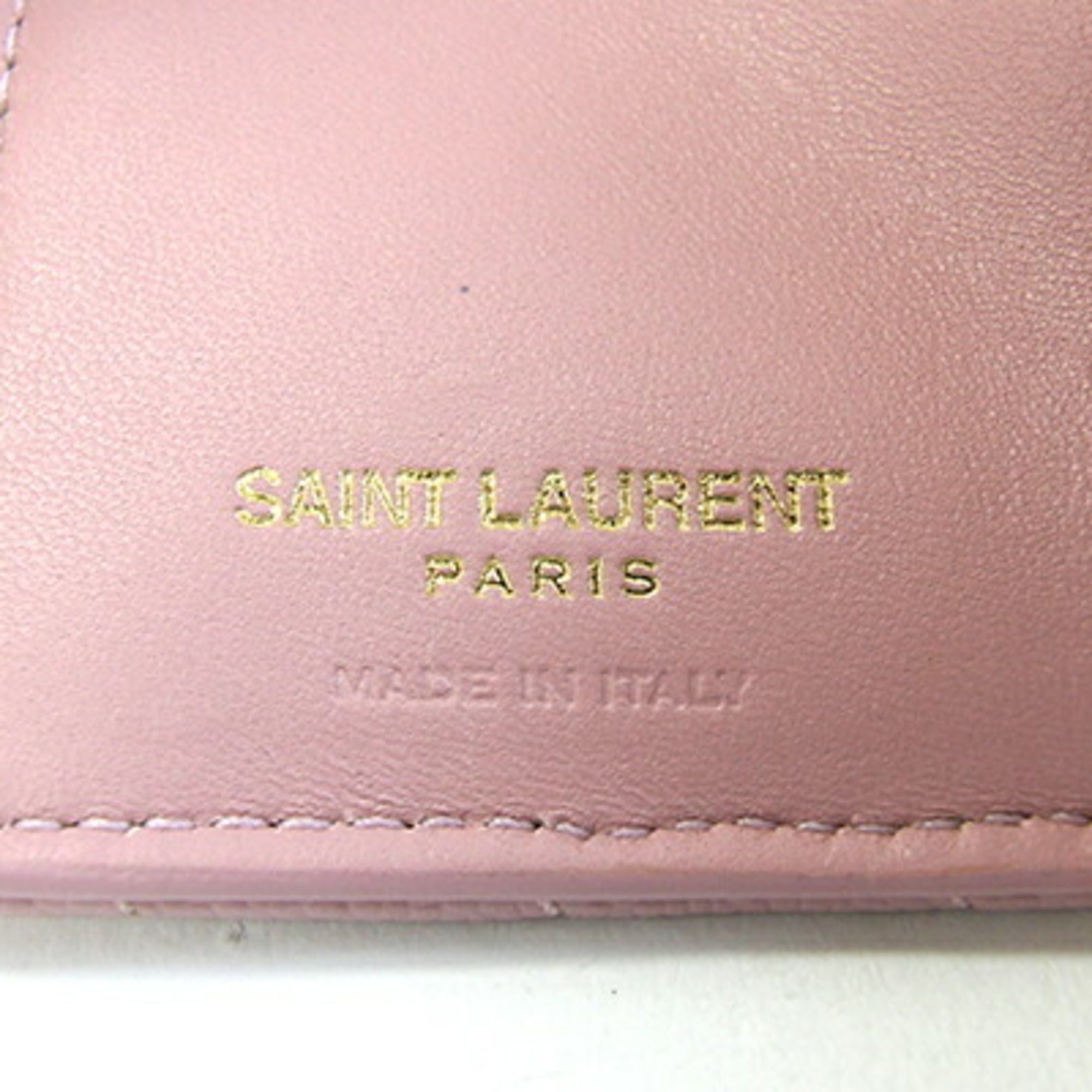 Saint Laurent Paris Saint Laurent Tri-fold Wallet Tiny 505118 Pink Leather Compact Mini Quilted YSL Women's SAINT LAURENT Size ONE SIZE - 5 Thumbnail