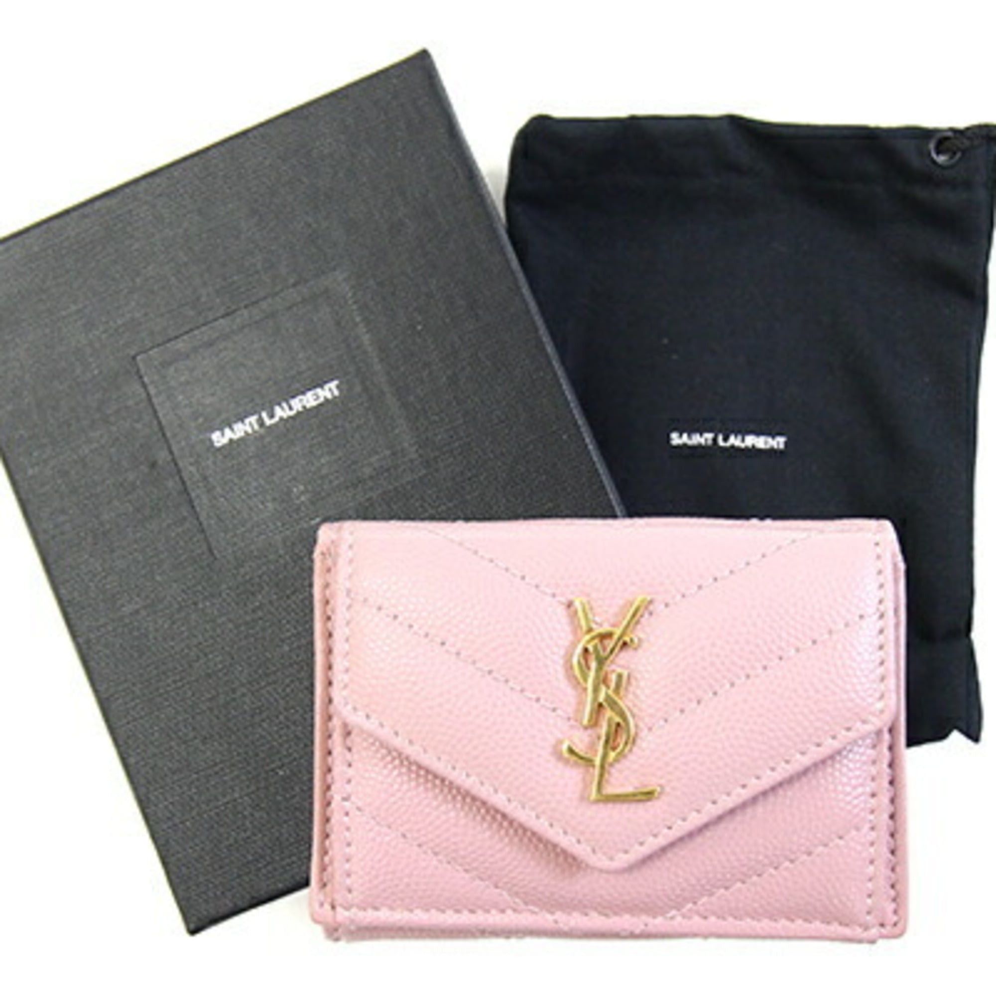 Saint Laurent Paris Saint Laurent Tri-fold Wallet Tiny 505118 Pink Leather Compact Mini Quilted YSL Women's SAINT LAURENT Size ONE SIZE - 10 Thumbnail