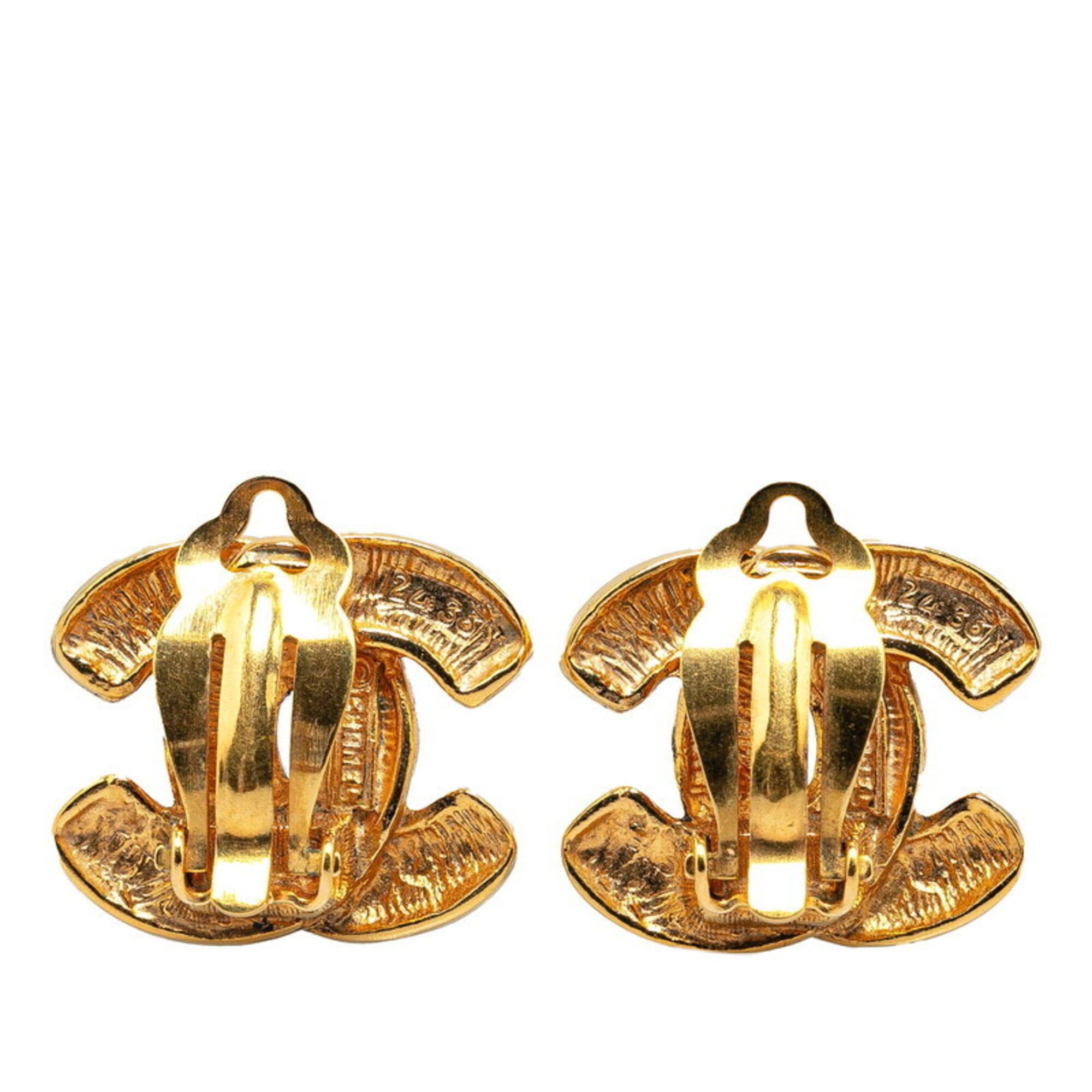 Chanel Chanel Matelassé Coco Mark Earrings, Gold Plated, Women's CHANEL Size ONE SIZE - 2 Thumbnail