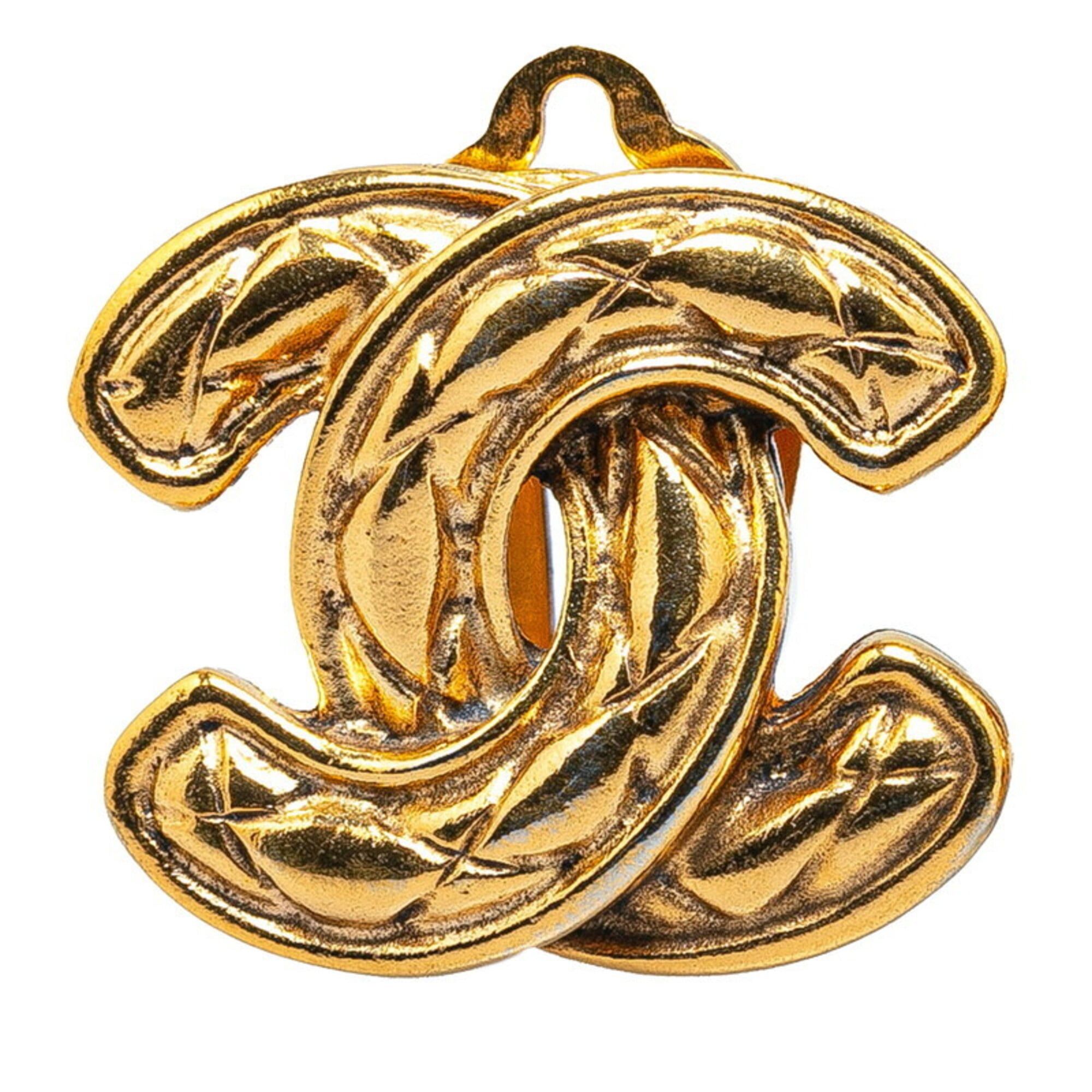 Chanel Chanel Matelassé Coco Mark Earrings, Gold Plated, Women's CHANEL Size ONE SIZE - 3 Thumbnail