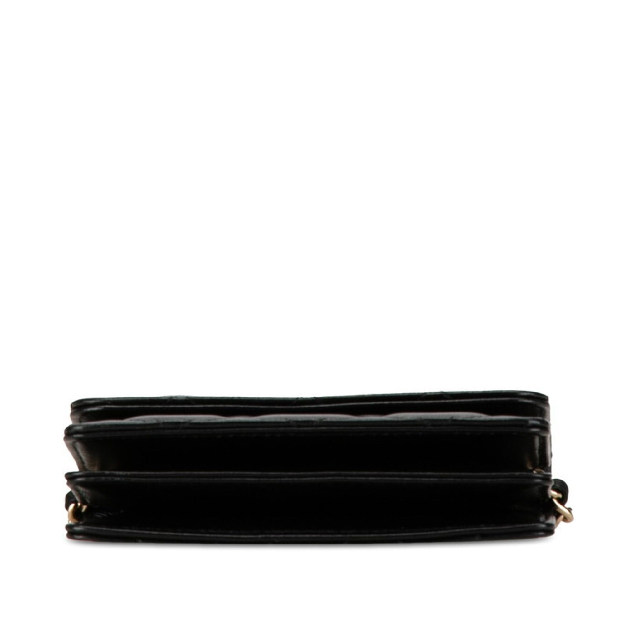 Chanel Chanel Matelassé Coco Mark Camellia Mini Chain Shoulder Wallet, Black Lambskin, Women's CHANEL Size ONE SIZE - 4 Thumbnail