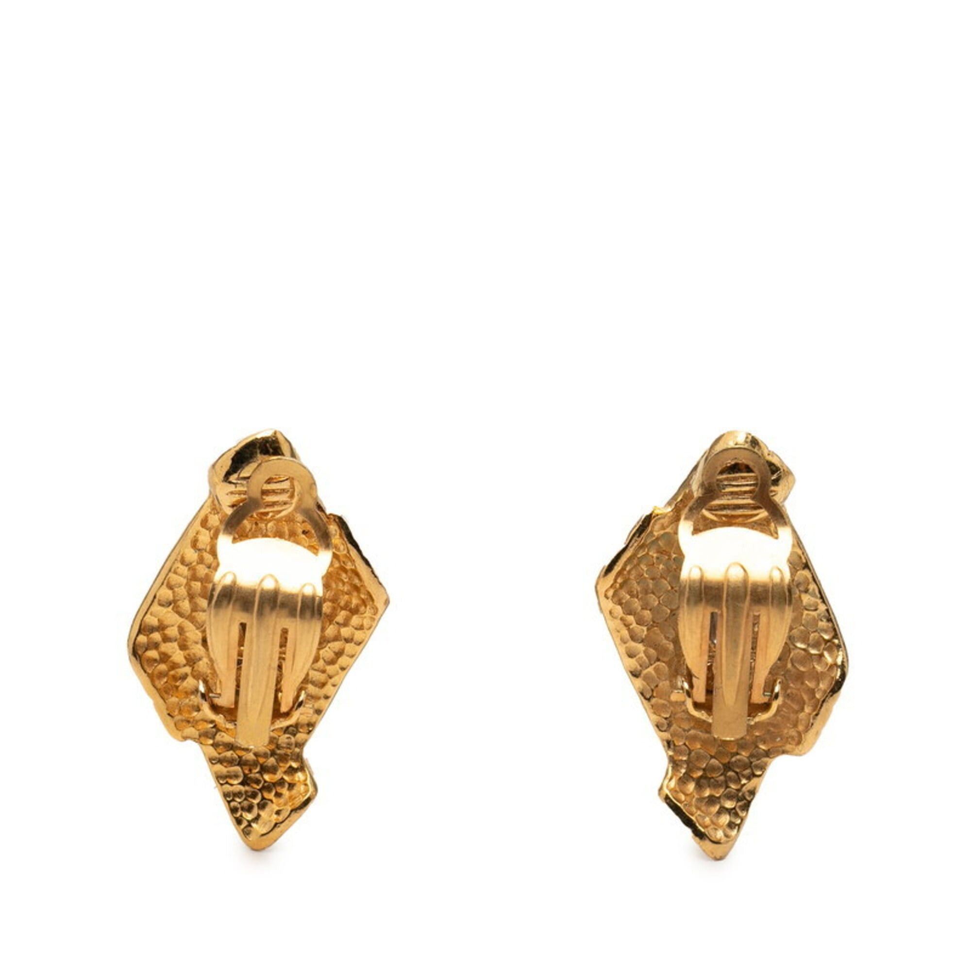 Chanel Chanel Logo Ribbon Motif Earrings, Gold Plated, Women's CHANEL Size ONE SIZE - 2 Thumbnail
