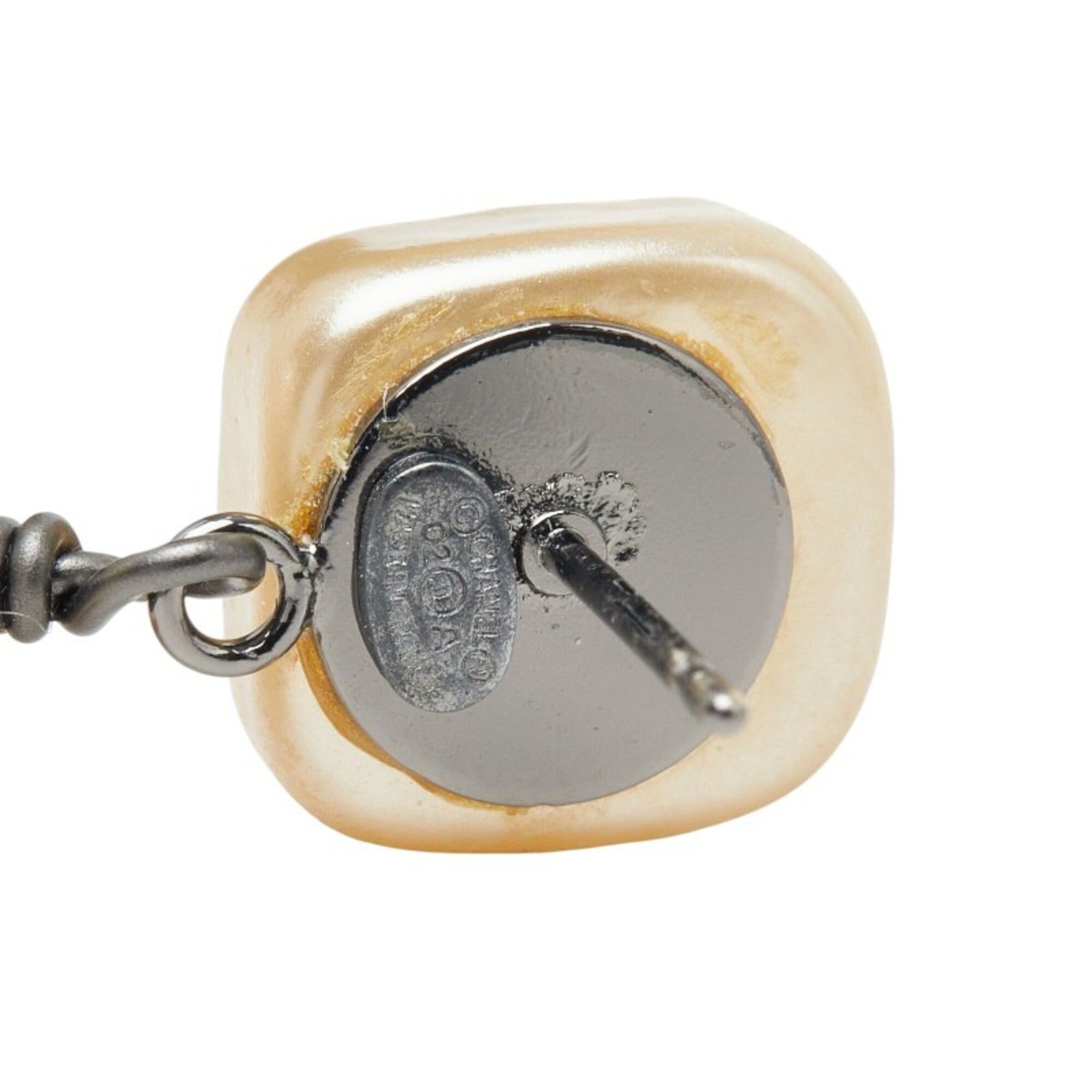 Chanel Chanel Coco Mark Stud Earrings 02A Gold Faux Pearl Women's CHANEL Size ONE SIZE - 4 Thumbnail