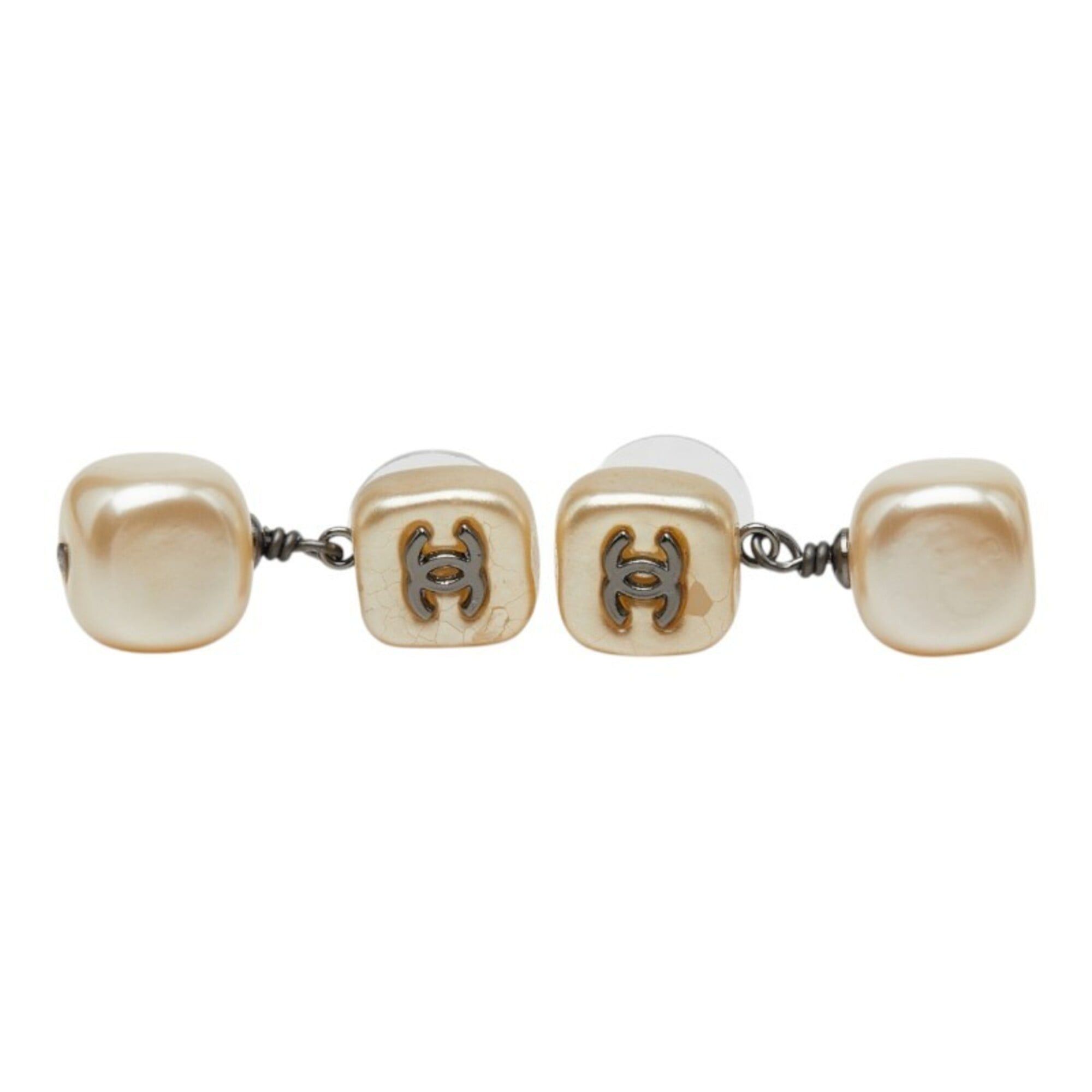 Chanel Chanel Coco Mark Stud Earrings 02A Gold Faux Pearl Women's CHANEL Size ONE SIZE - 2 Thumbnail