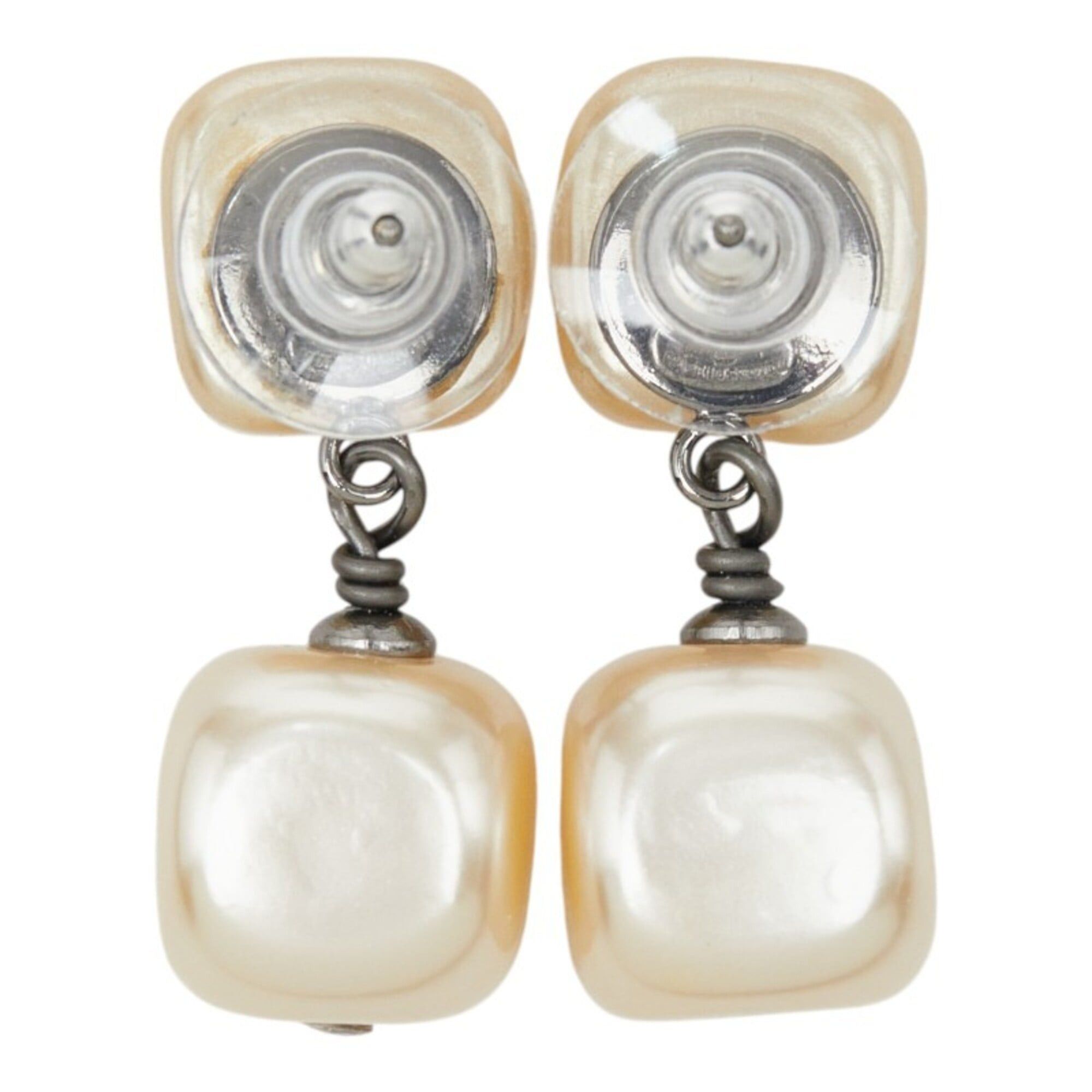 Chanel Chanel Coco Mark Stud Earrings 02A Gold Faux Pearl Women's CHANEL Size ONE SIZE - 3 Thumbnail
