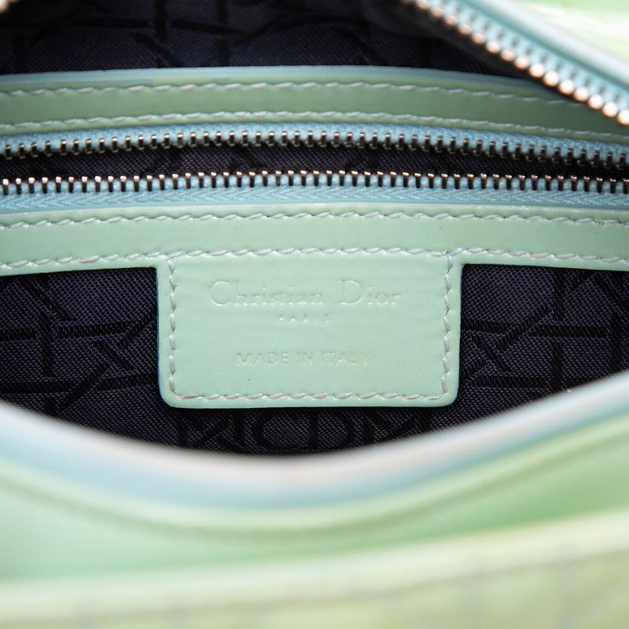 Dior Christian Dior Cannage Lady Medium Handbag Shoulder Bag 2-Way Mint Green Patent Leather Women's Size ONE SIZE - 7 Thumbnail