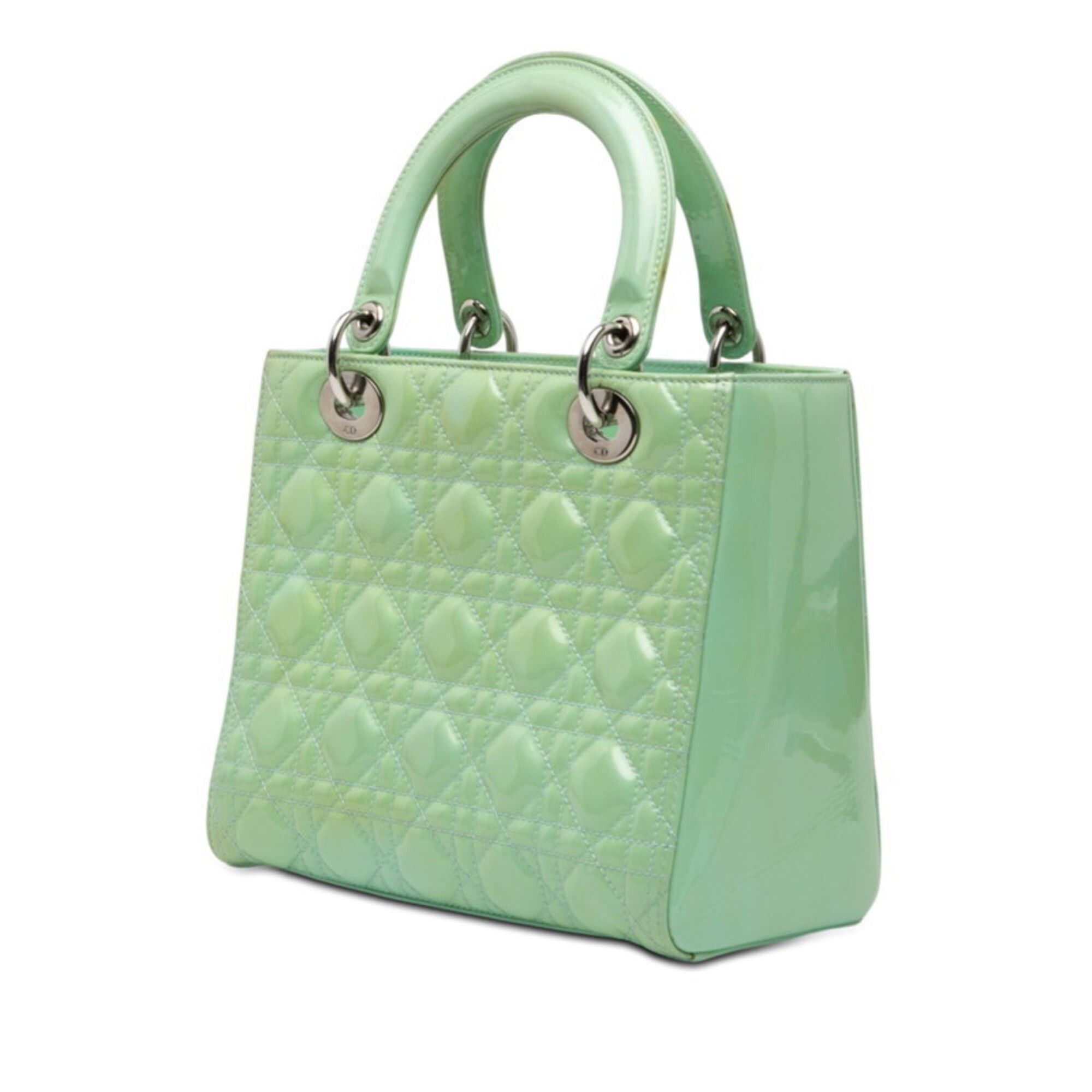 Dior Christian Dior Cannage Lady Medium Handbag Shoulder Bag 2-Way Mint Green Patent Leather Women's Size ONE SIZE - 2 Thumbnail