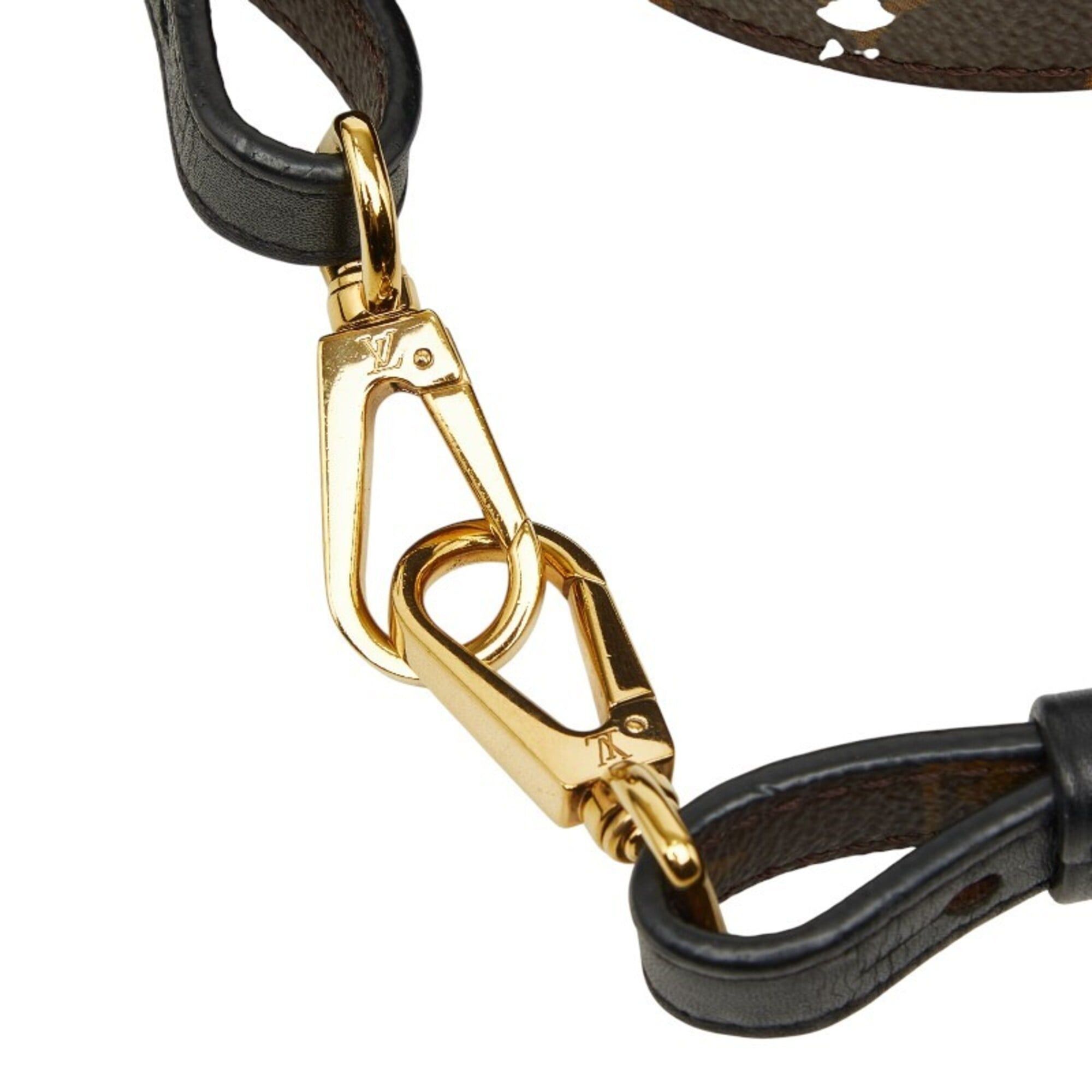 Louis Vuitton Louis Vuitton Monogram Shoulder Strap J02331 Brown Black Leather Women's LOUIS VUITTON Size ONE SIZE - 4 Thumbnail
