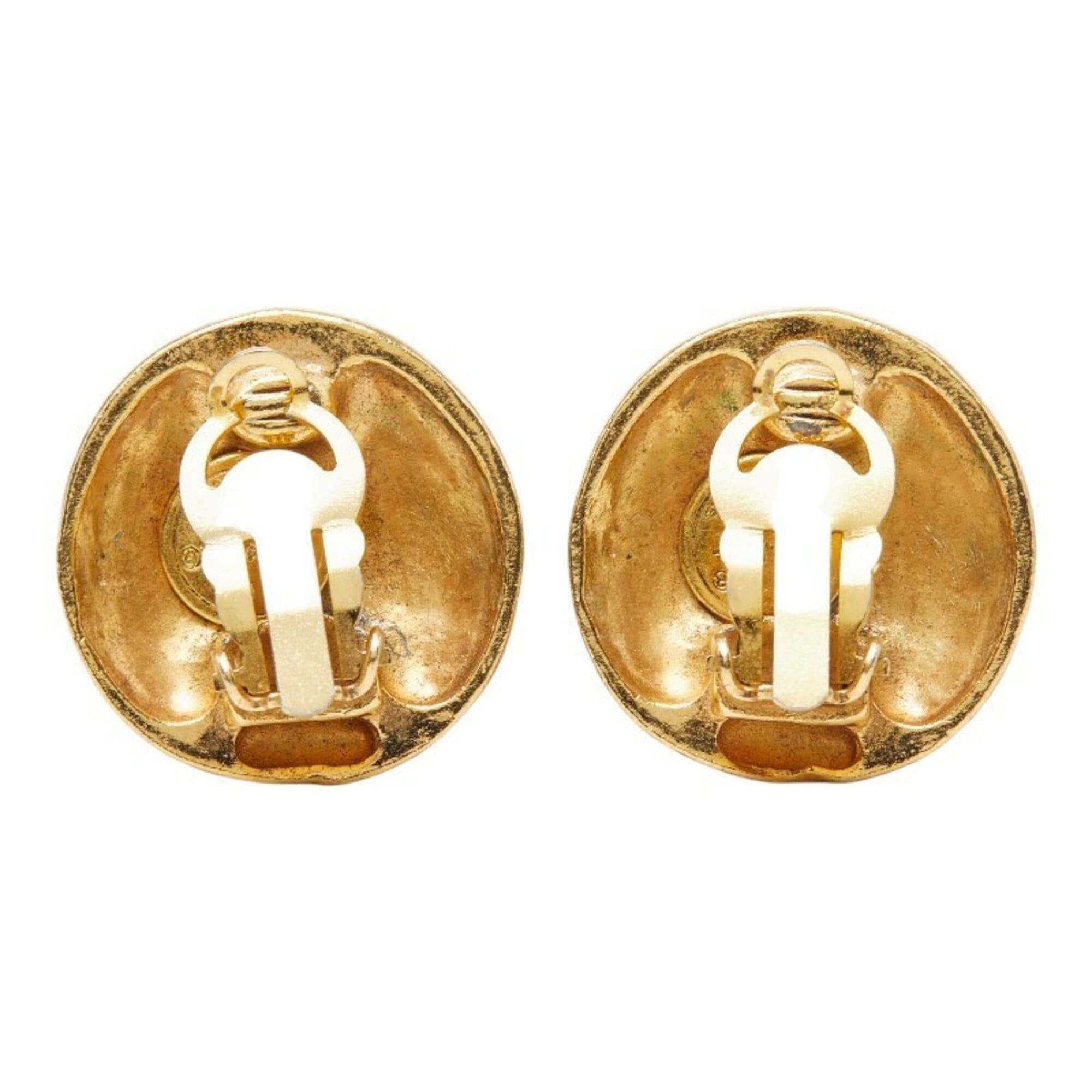 Chanel Chanel Coco Mark Round Earrings, Gold Plated, Women's CHANEL Size ONE SIZE - 3 Thumbnail