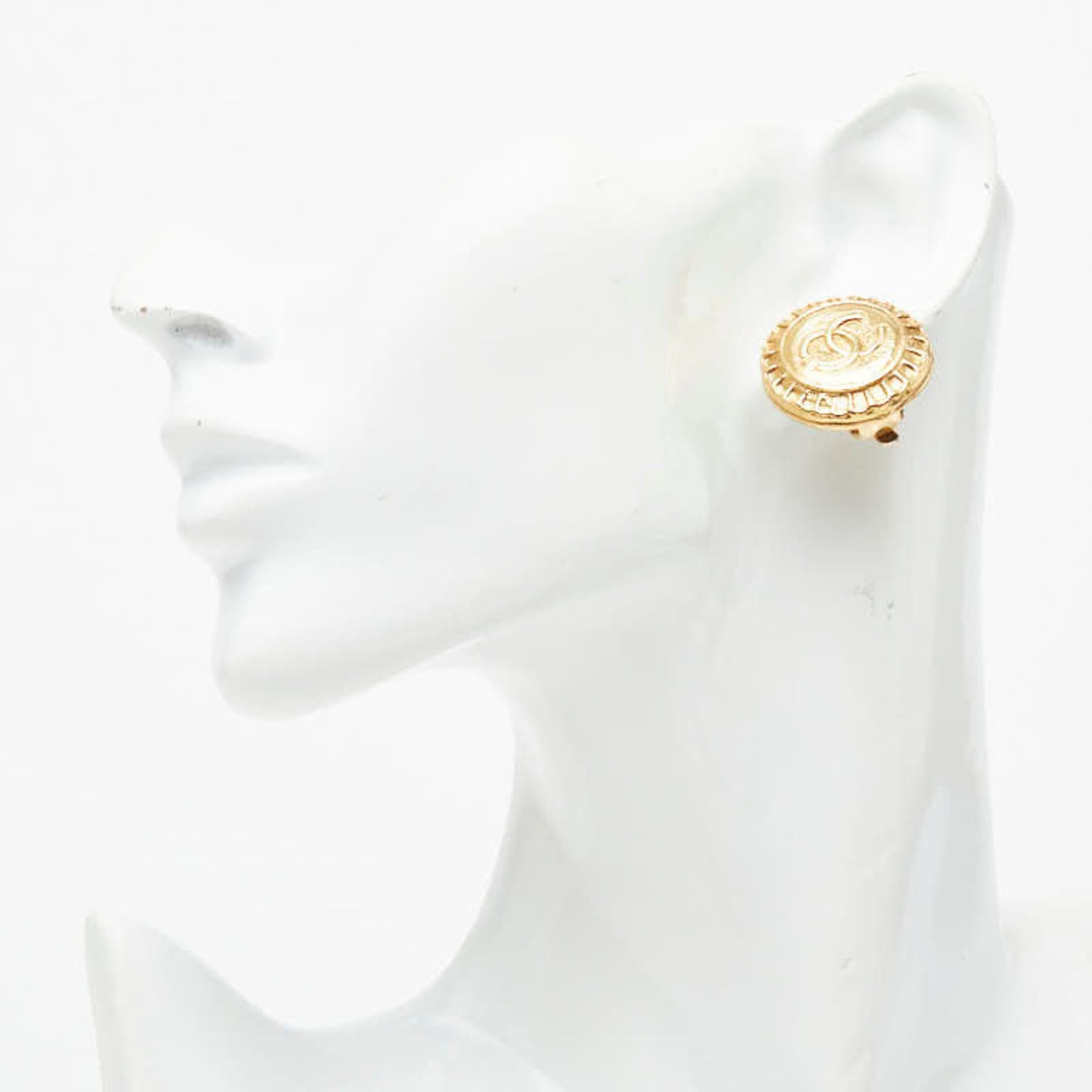 Chanel Chanel Coco Mark Round Earrings, Gold Plated, Women's CHANEL Size ONE SIZE - 5 Thumbnail
