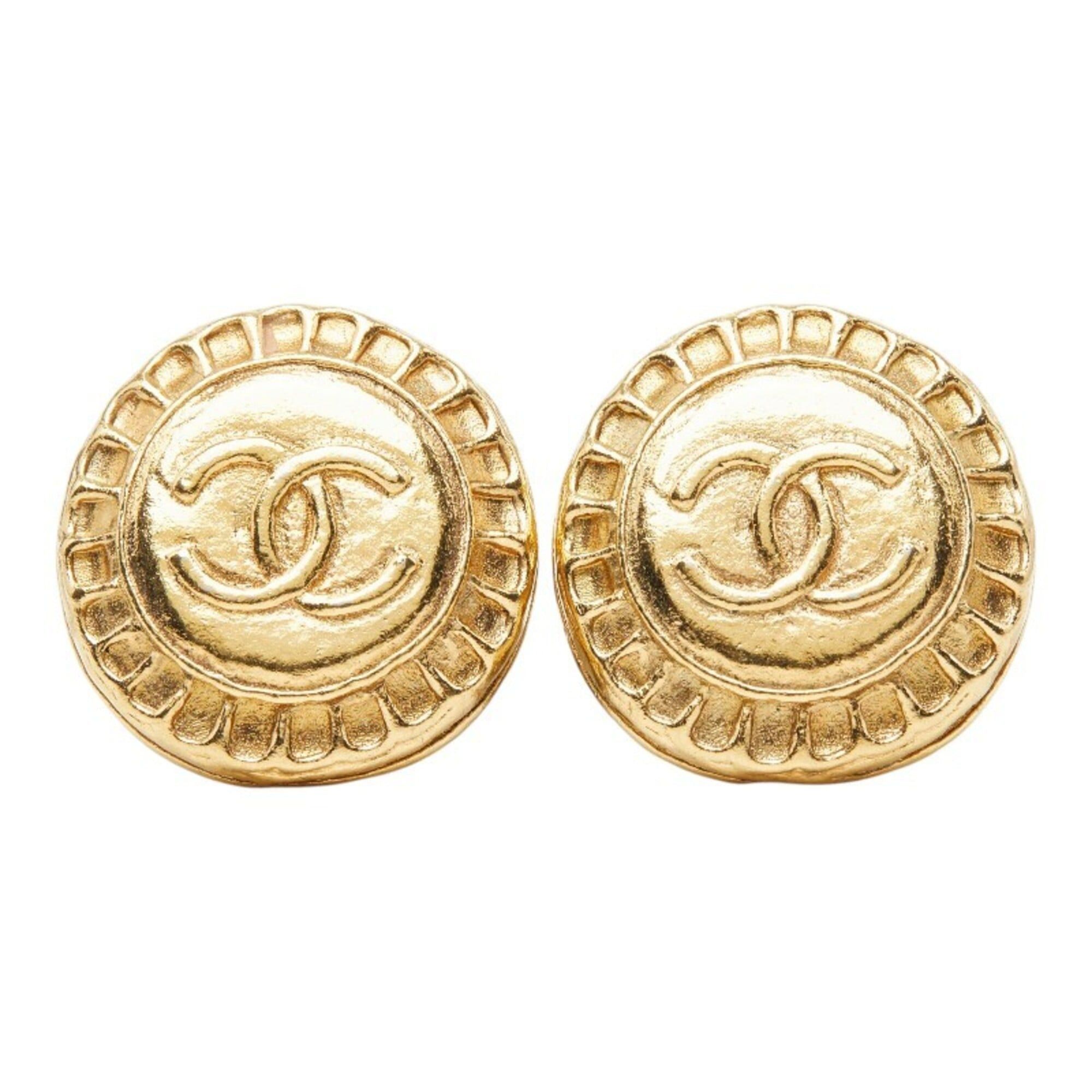 Chanel Chanel Coco Mark Round Earrings, Gold Plated, Women's CHANEL Size ONE SIZE - 2 Thumbnail