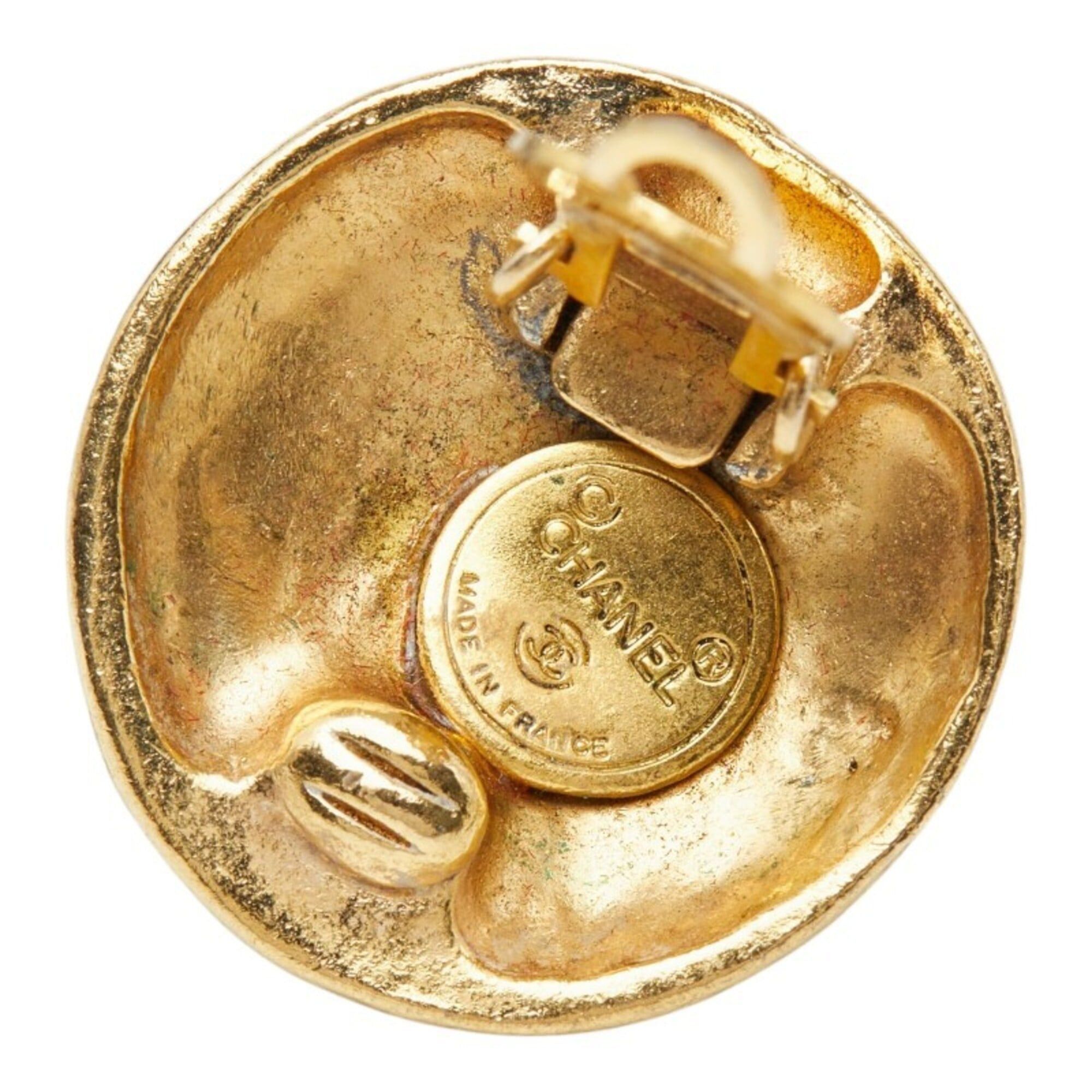 Chanel Chanel Coco Mark Round Earrings, Gold Plated, Women's CHANEL Size ONE SIZE - 4 Thumbnail