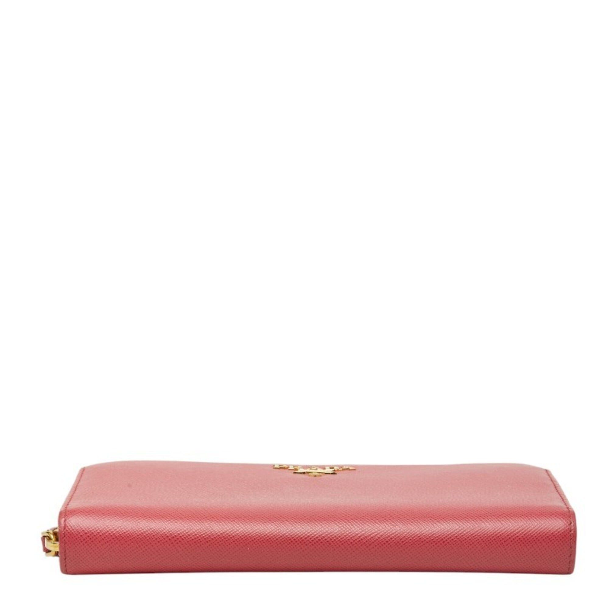 Prada Prada Round Zip Long Wallet 1ML506 Peonia Pink Saffiano Leather Women's PRADA Size ONE SIZE - 3 Thumbnail