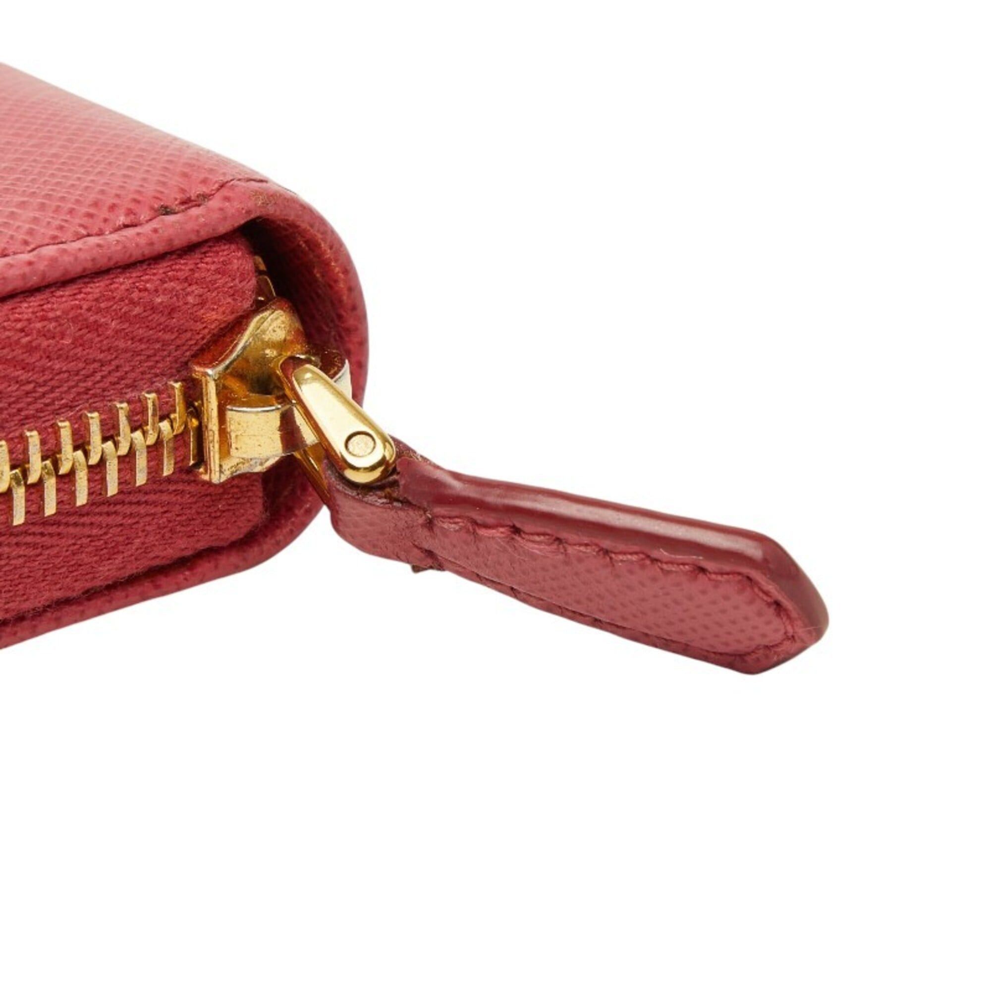 Prada Prada Round Zip Long Wallet 1ML506 Peonia Pink Saffiano Leather Women's PRADA Size ONE SIZE - 6 Thumbnail