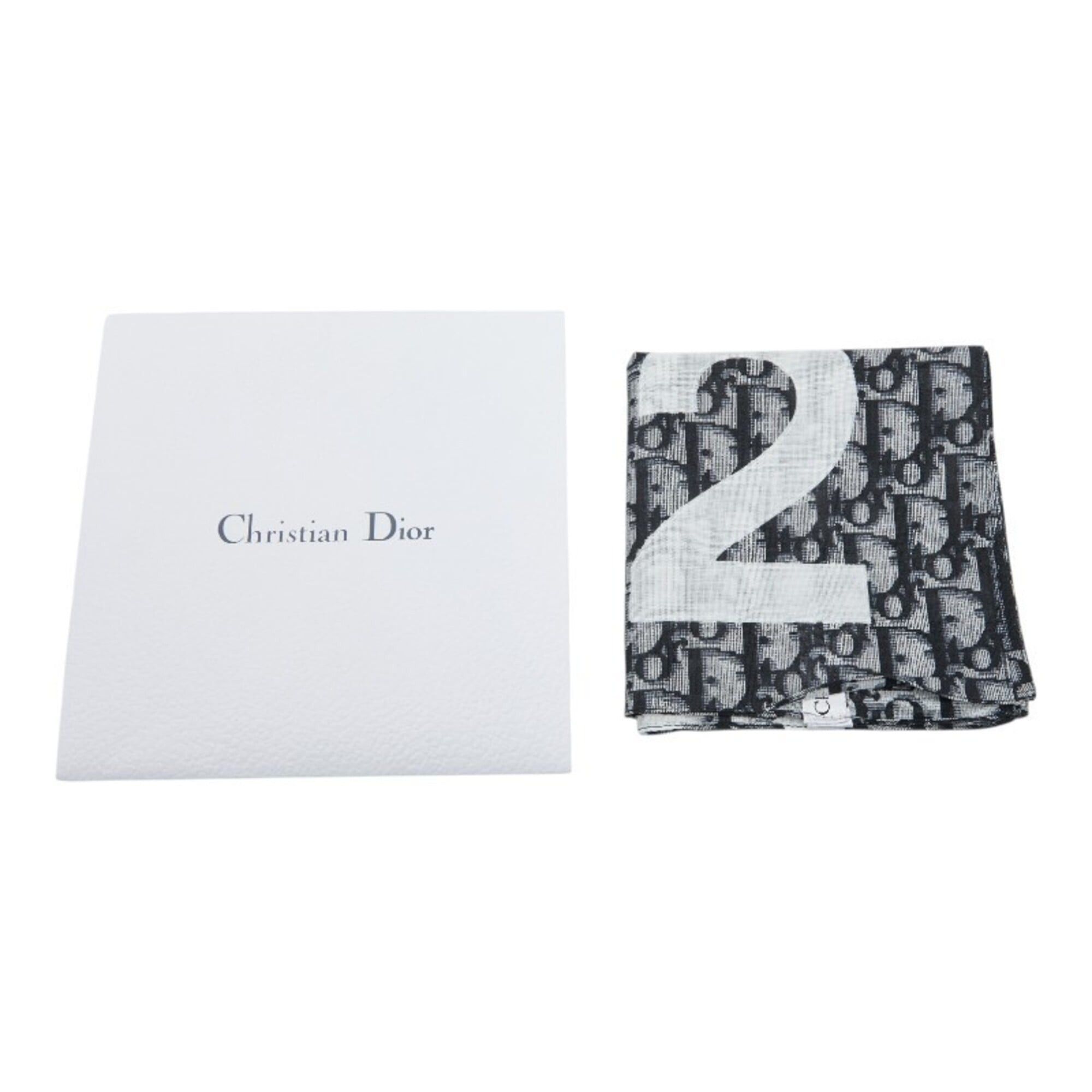 Dior Christian Dior Dior Trotter No. 2 Scarf/Muffler, Navy/White Cotton, Women's. Size ONE SIZE - 3 Thumbnail